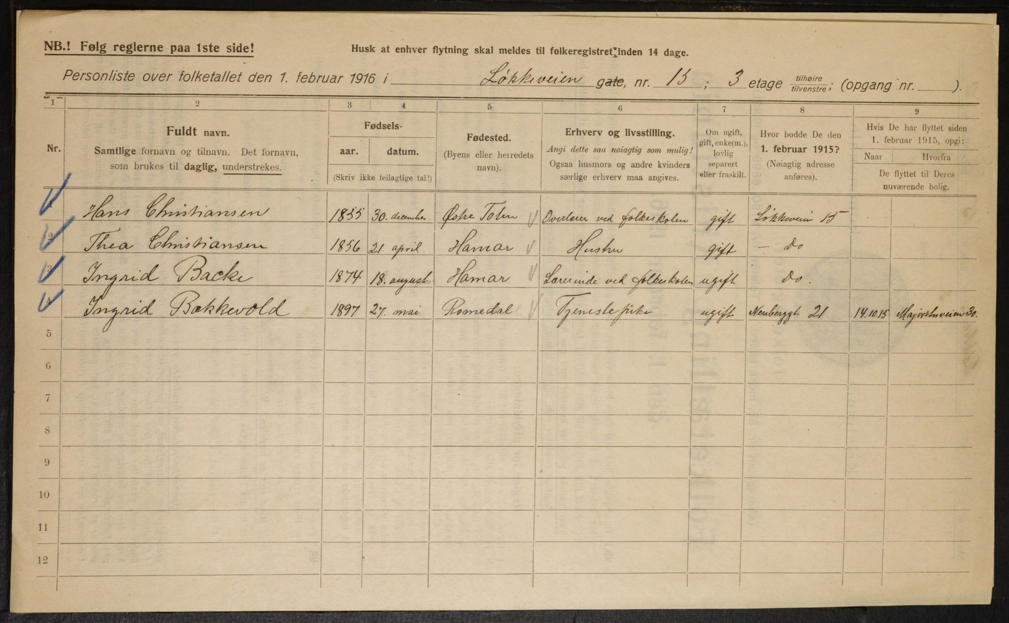 OBA, Kommunal folketelling 1.2.1916 for Kristiania, 1916, s. 60092