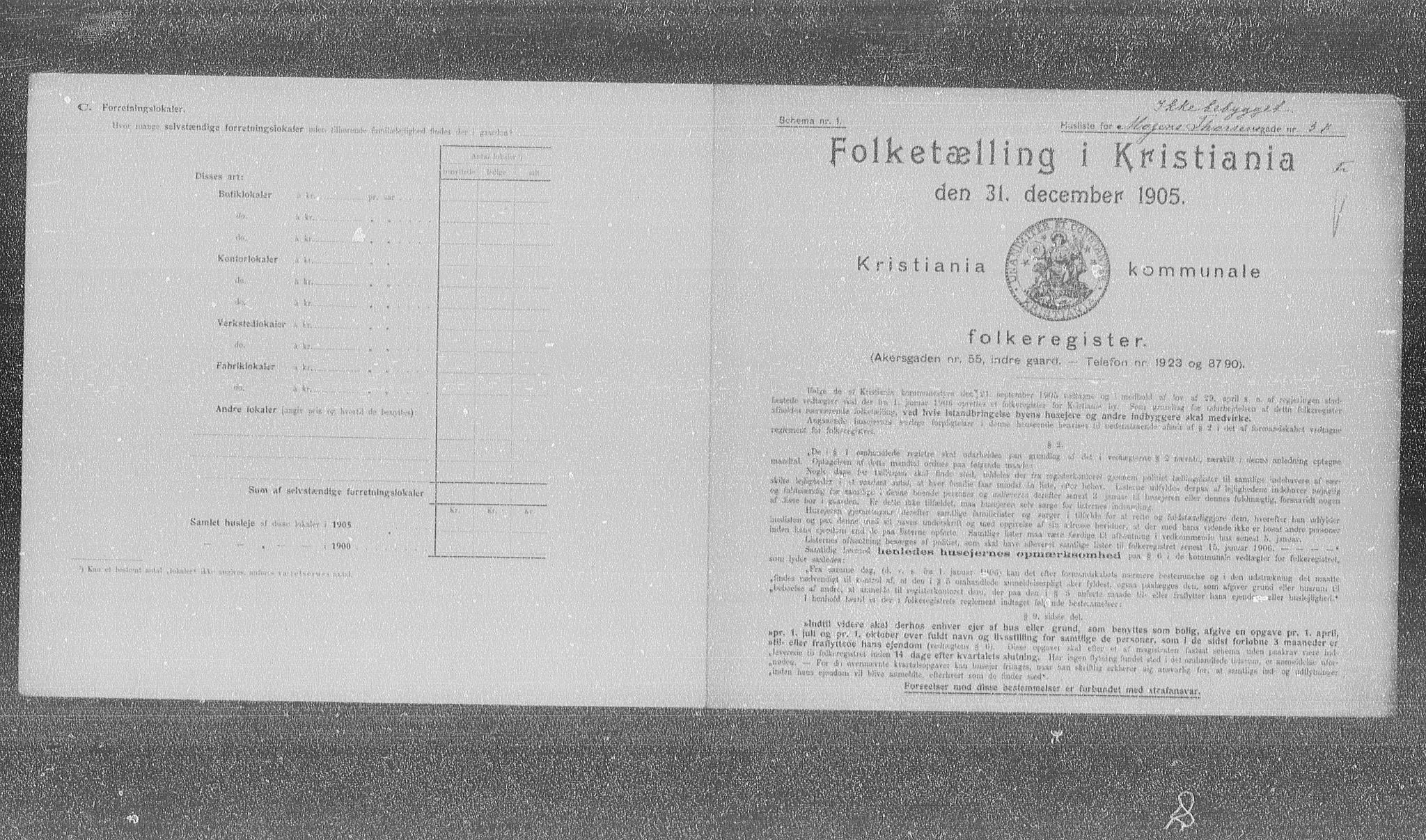 OBA, Kommunal folketelling 31.12.1905 for Kristiania kjøpstad, 1905, s. 34445