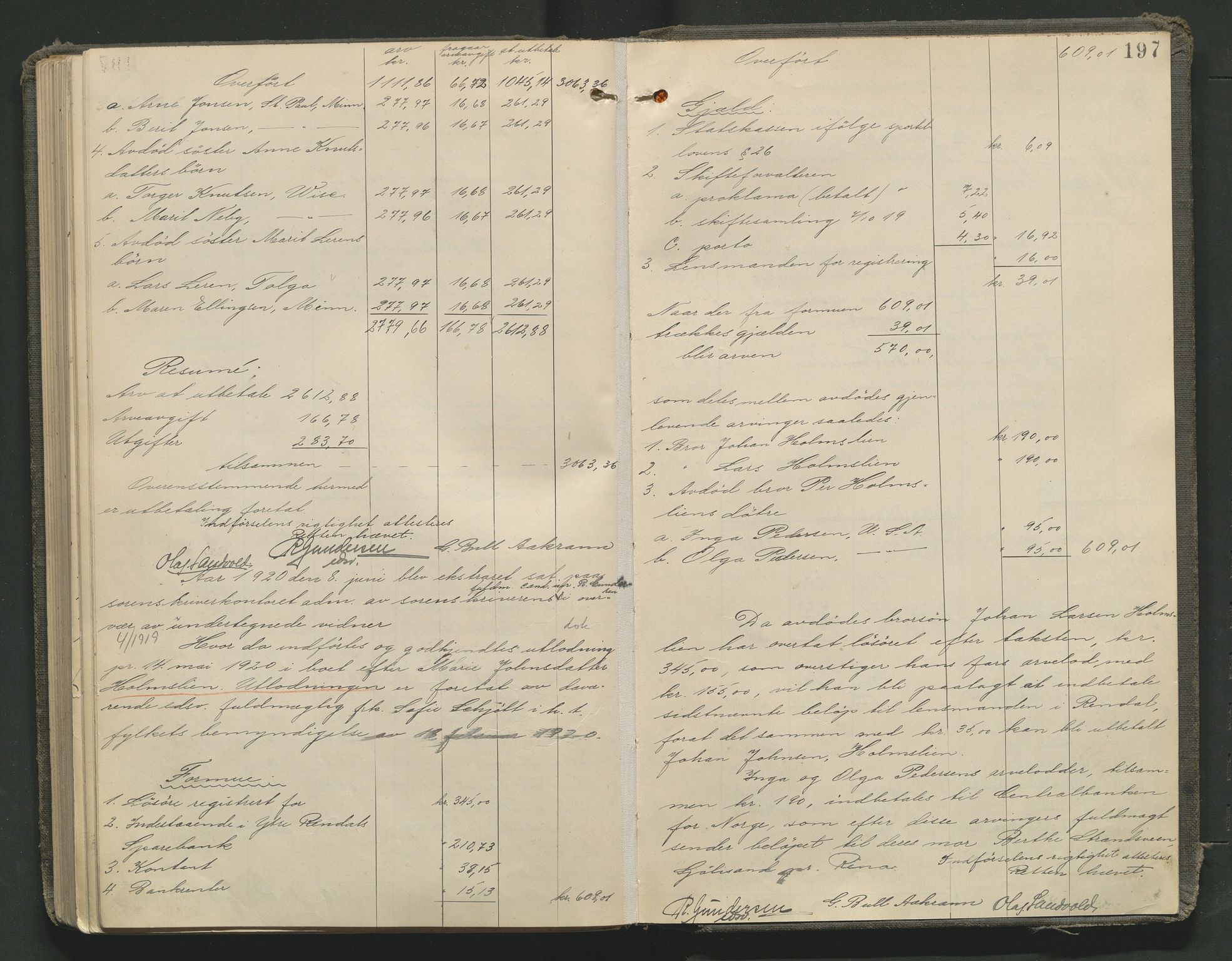 Nord-Østerdal tingrett, SAH/TING-020/J/Jd/L0006: Skifteutlodningsprotokoll, 1907-1920, s. 197