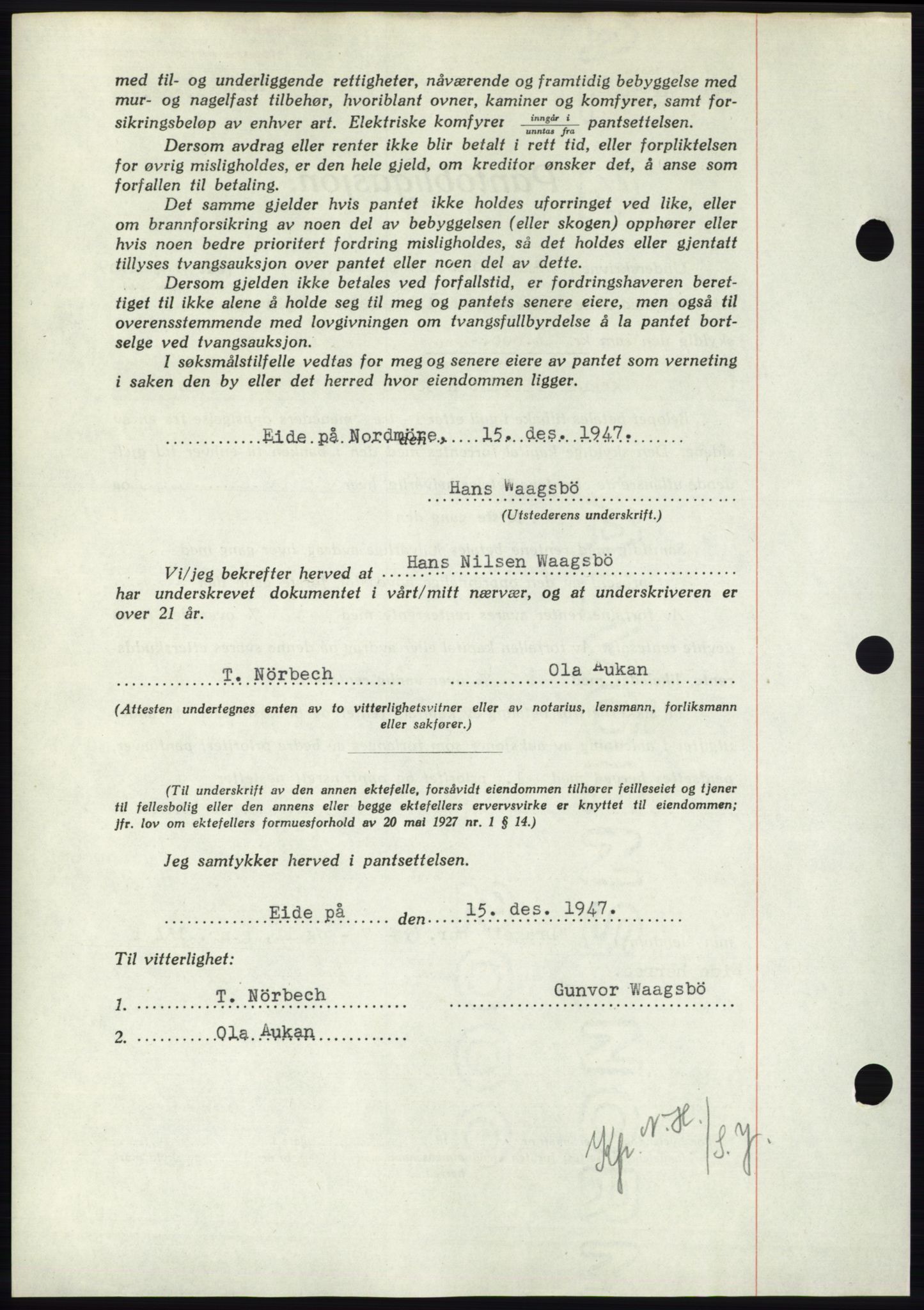 Nordmøre sorenskriveri, AV/SAT-A-4132/1/2/2Ca: Pantebok nr. B97, 1947-1948, Dagboknr: 3045/1947