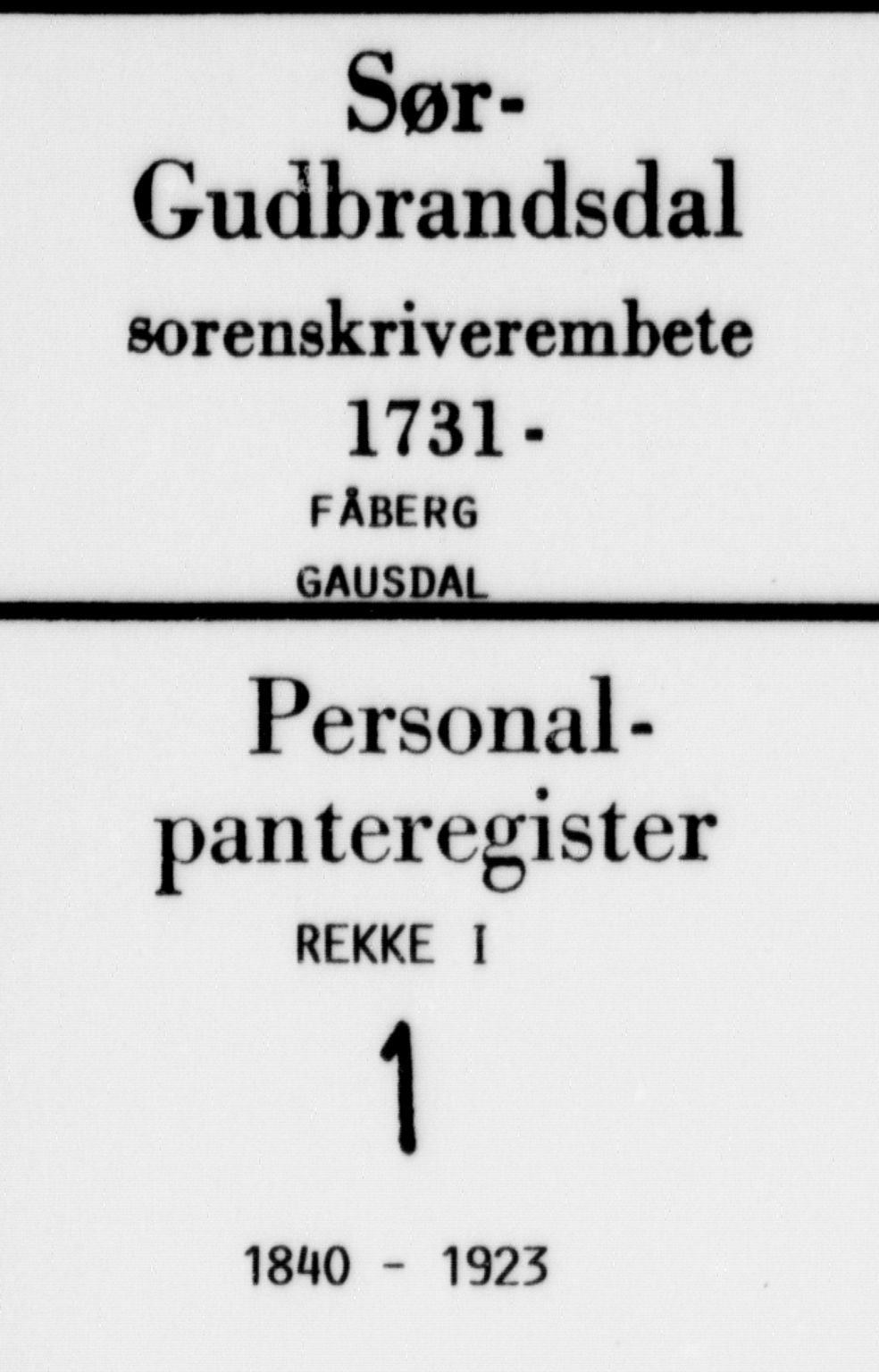 Sør-Gudbrandsdal tingrett, SAH/TING-004/H/Ha/Hap/Hapa/L0001: Panteregister nr. I 1, 1840-1923