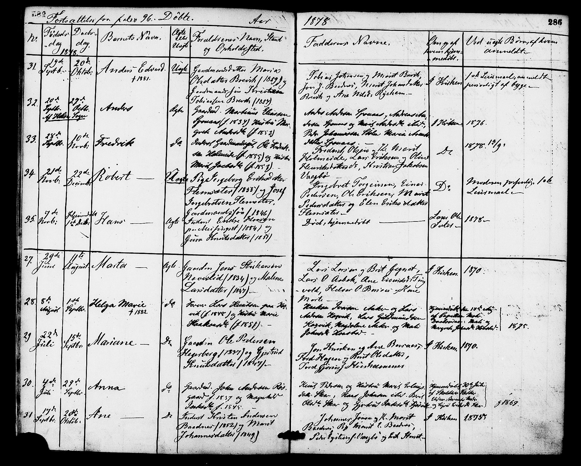 Ministerialprotokoller, klokkerbøker og fødselsregistre - Møre og Romsdal, AV/SAT-A-1454/586/L0986: Ministerialbok nr. 586A12, 1867-1878, s. 286