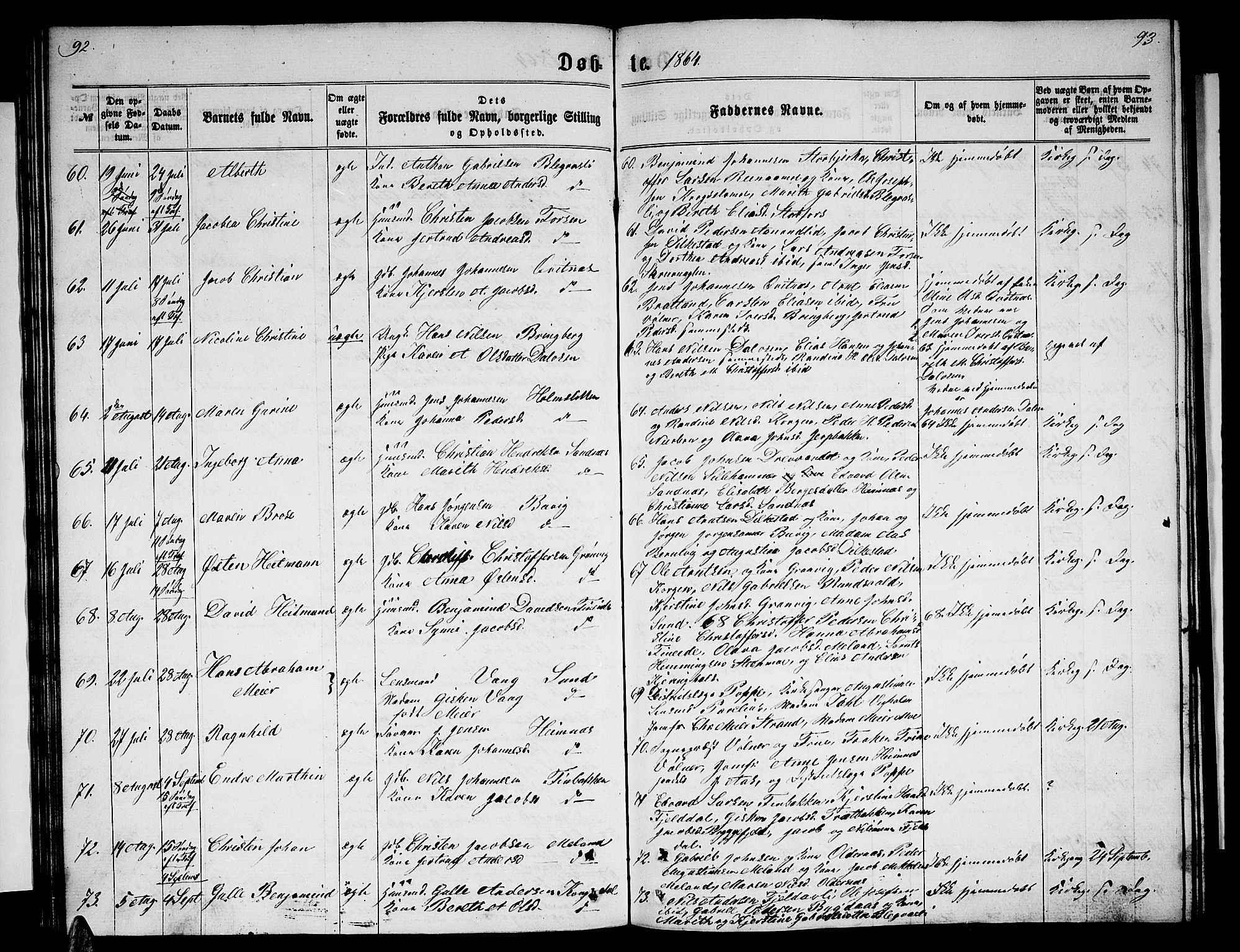 Ministerialprotokoller, klokkerbøker og fødselsregistre - Nordland, AV/SAT-A-1459/825/L0365: Klokkerbok nr. 825C02, 1858-1873, s. 92-93