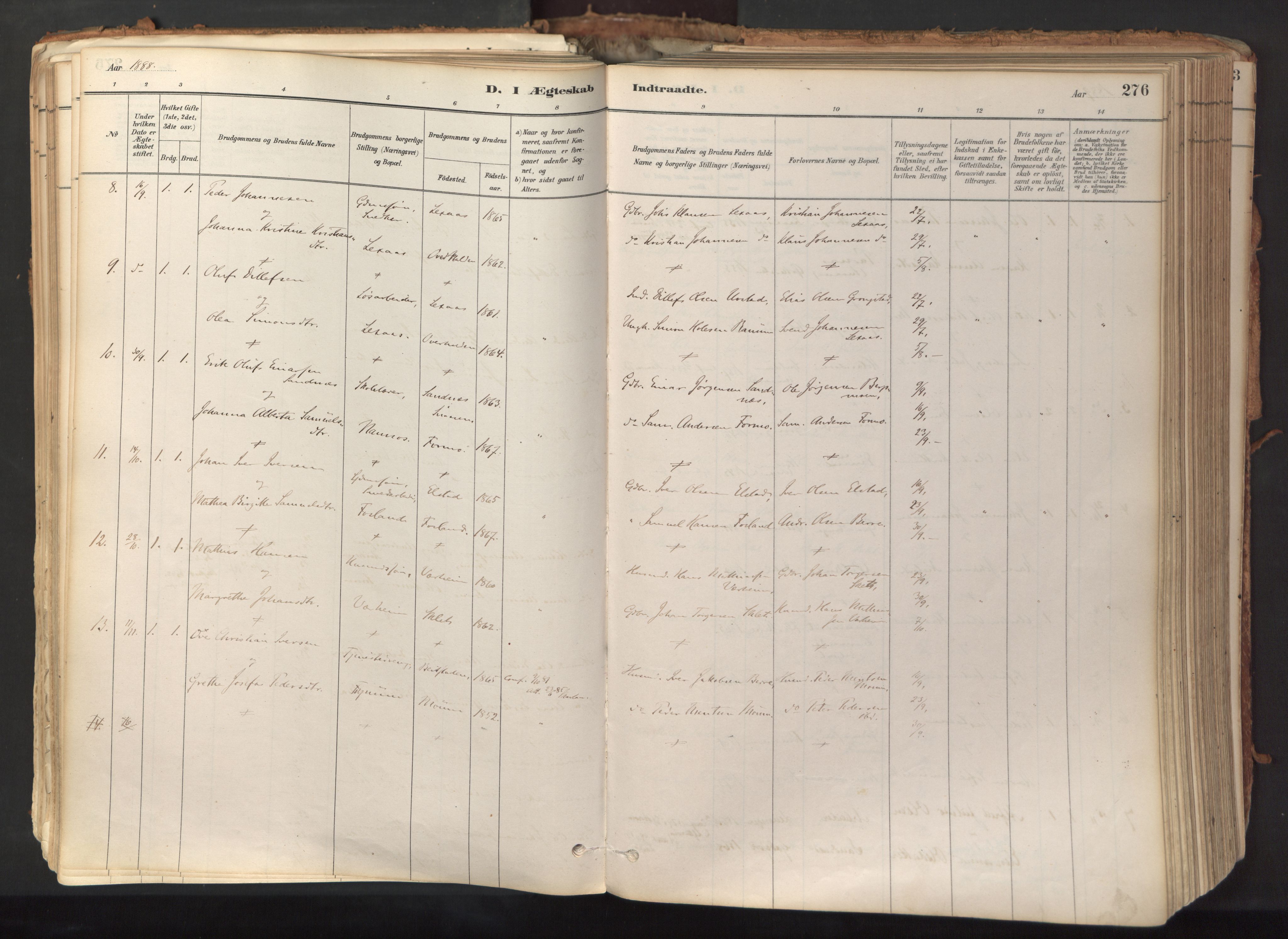 Ministerialprotokoller, klokkerbøker og fødselsregistre - Nord-Trøndelag, AV/SAT-A-1458/758/L0519: Ministerialbok nr. 758A04, 1880-1926, s. 276