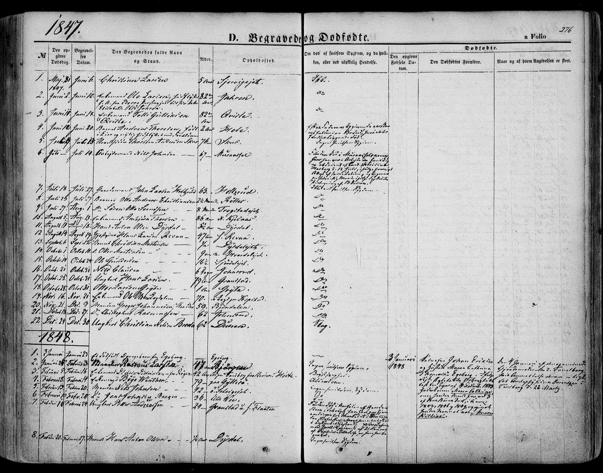 Sande Kirkebøker, AV/SAKO-A-53/F/Fa/L0004: Ministerialbok nr. 4, 1847-1864, s. 276