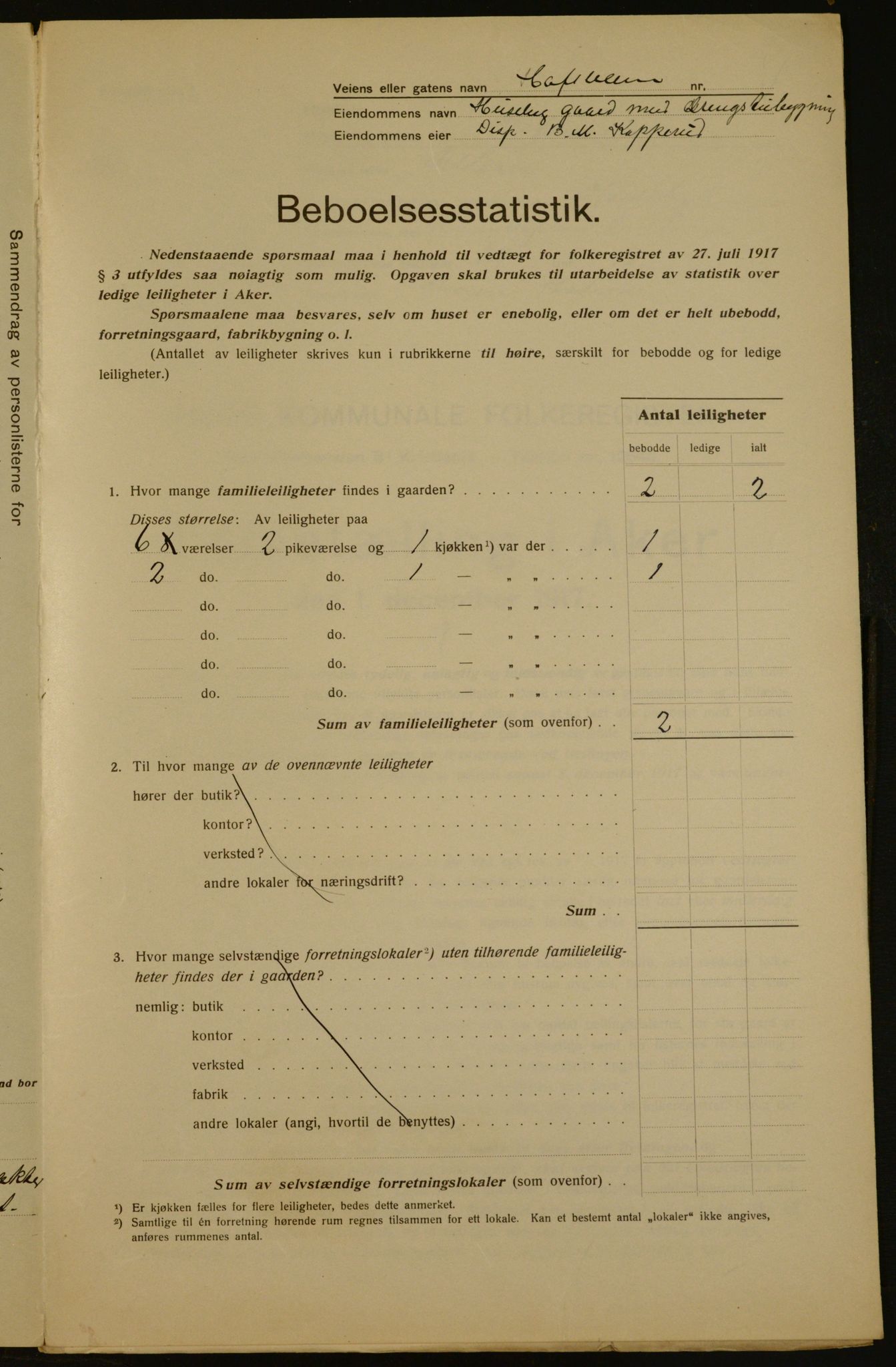 OBA, Kommunal folketelling 1.12.1917 for Aker, 1917, s. 4292