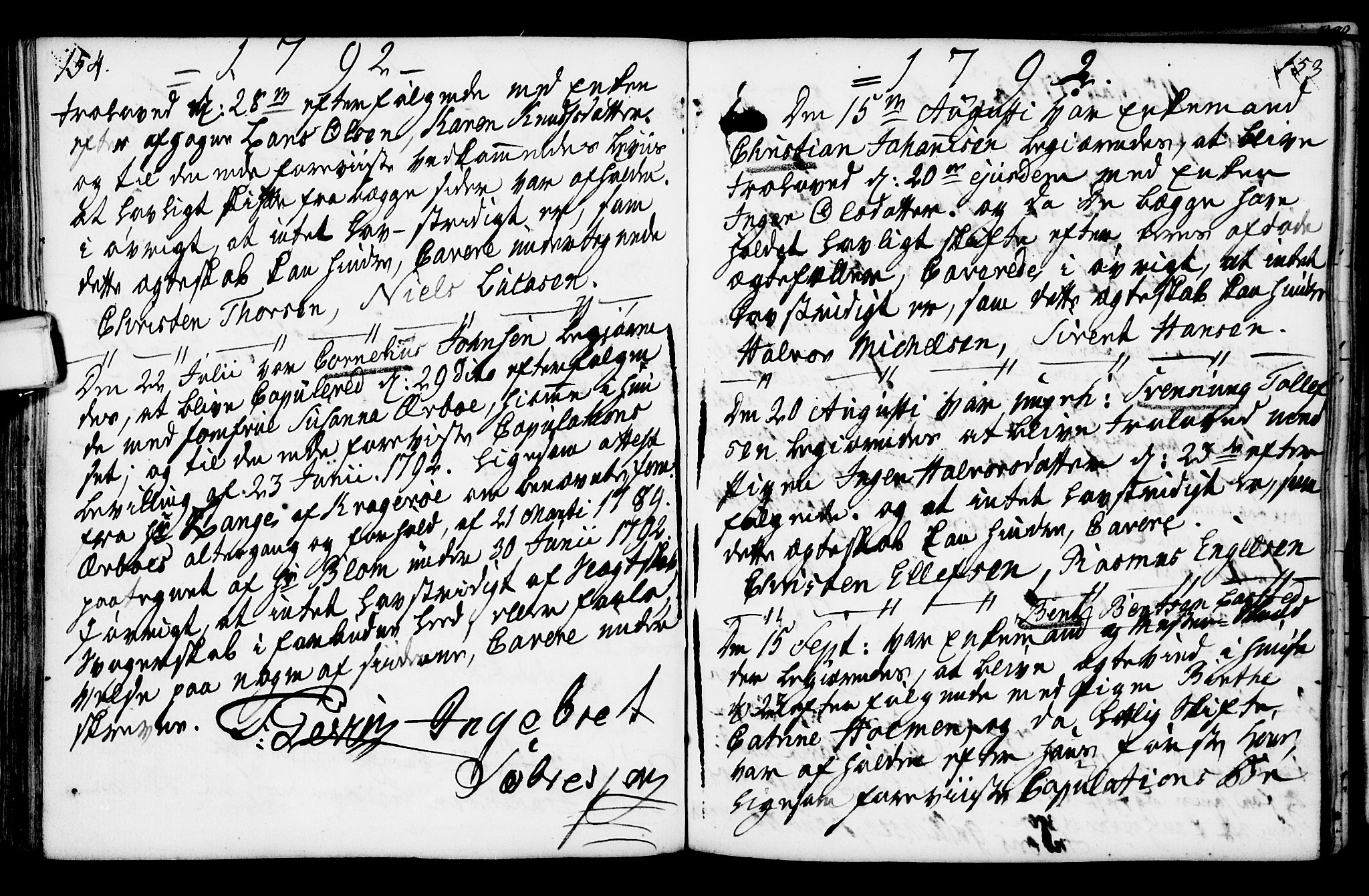 Porsgrunn kirkebøker , SAKO/A-104/F/Fa/L0003: Ministerialbok nr. 3, 1764-1814, s. 154-155