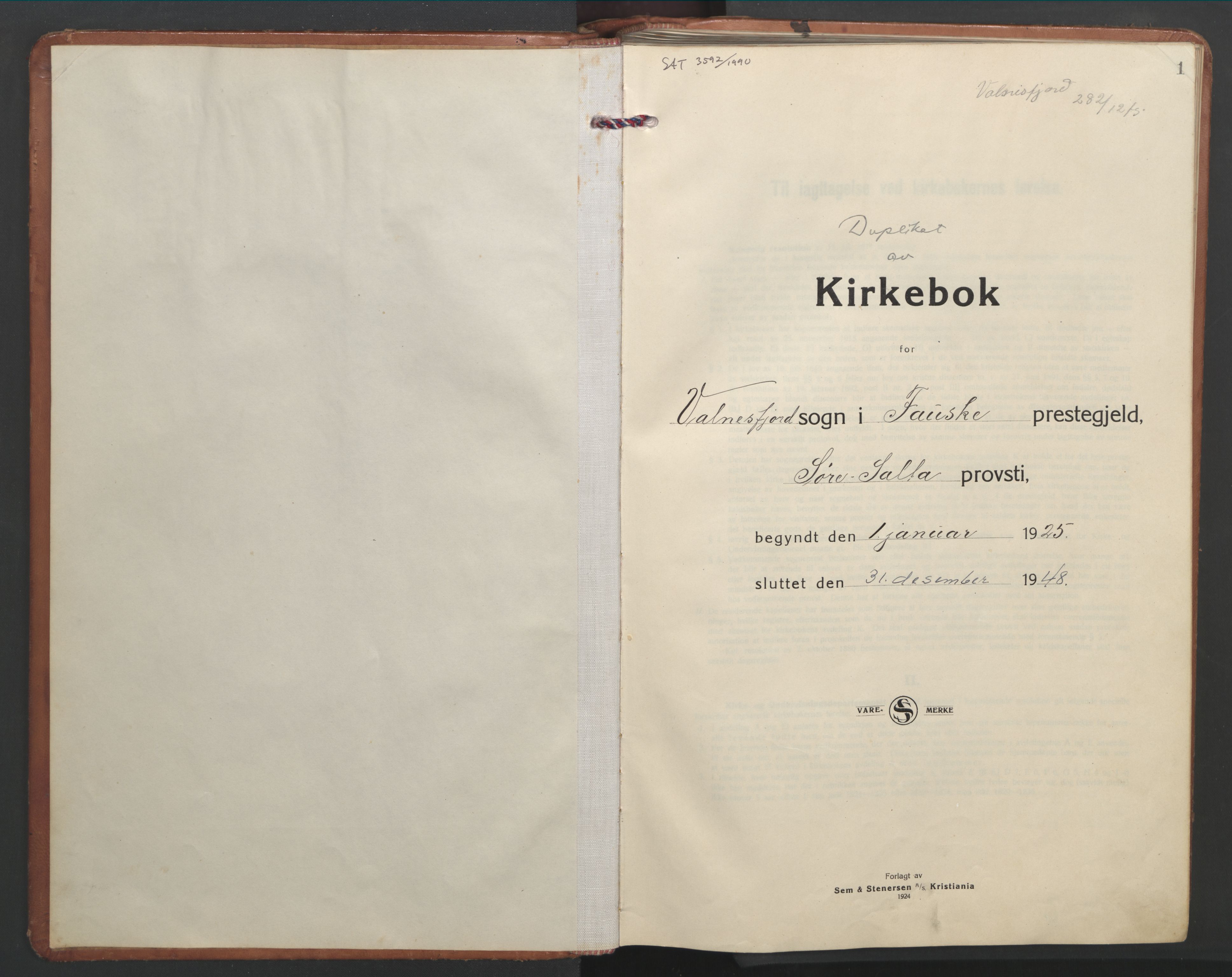 Ministerialprotokoller, klokkerbøker og fødselsregistre - Nordland, AV/SAT-A-1459/851/L0727: Klokkerbok nr. 851C02, 1925-1948, s. 1