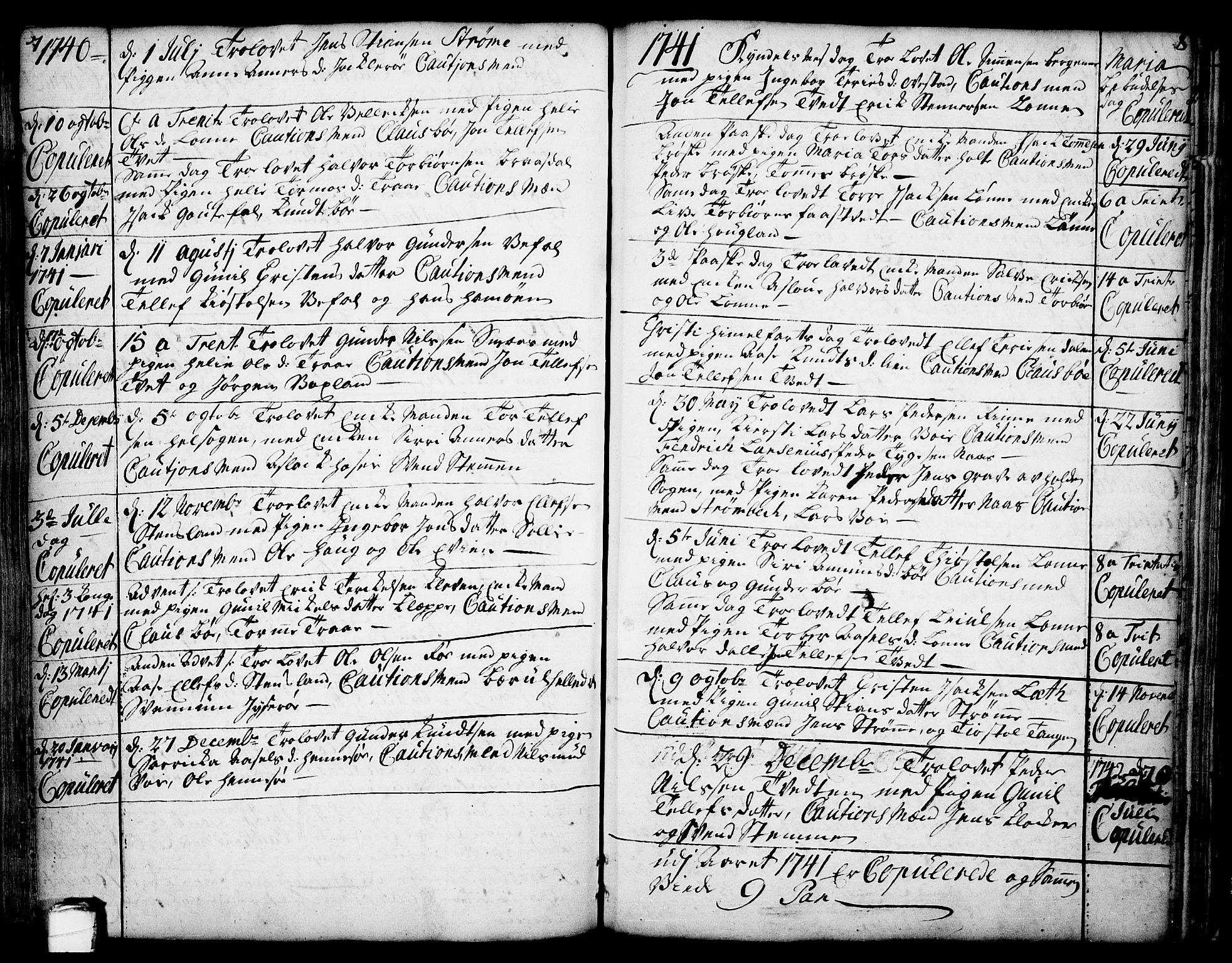 Drangedal kirkebøker, AV/SAKO-A-258/F/Fa/L0002: Ministerialbok nr. 2, 1733-1753, s. 7-8