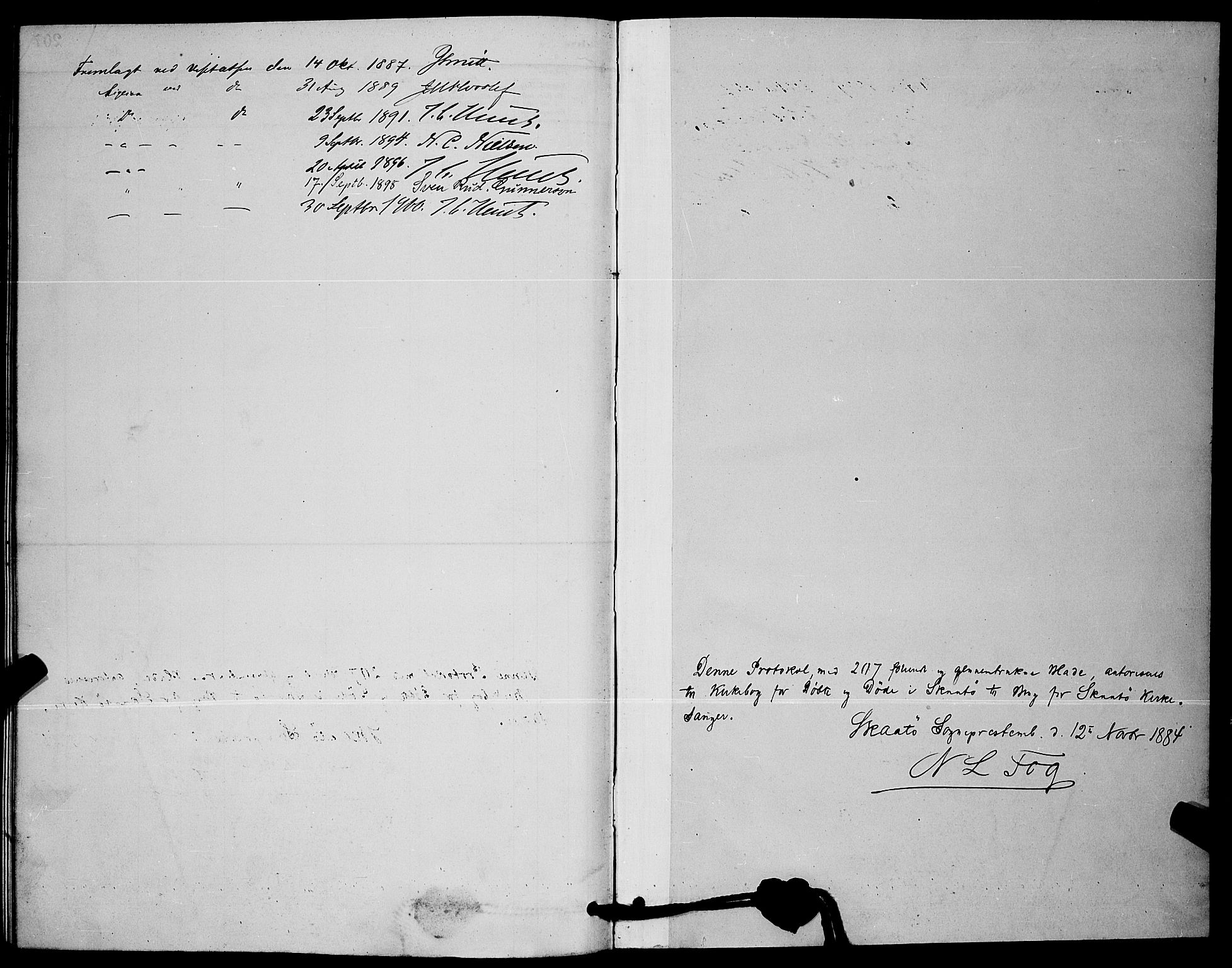 Skåtøy kirkebøker, AV/SAKO-A-304/G/Ga/L0003: Klokkerbok nr. I 3, 1884-1898