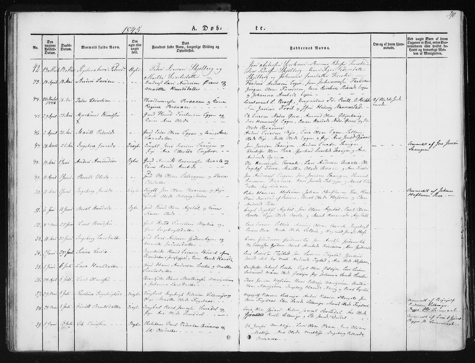 Ministerialprotokoller, klokkerbøker og fødselsregistre - Sør-Trøndelag, SAT/A-1456/668/L0805: Ministerialbok nr. 668A05, 1840-1853, s. 40