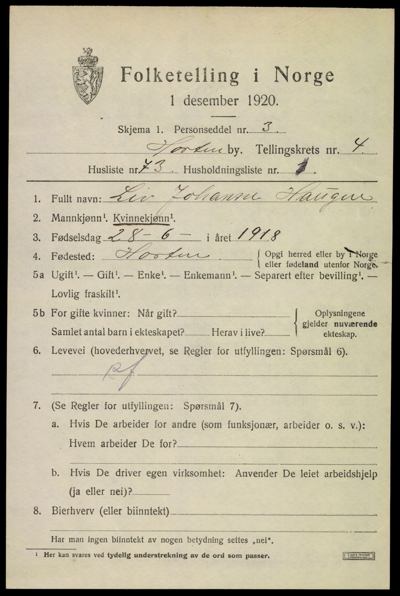 SAKO, Folketelling 1920 for 0703 Horten kjøpstad, 1920, s. 17521