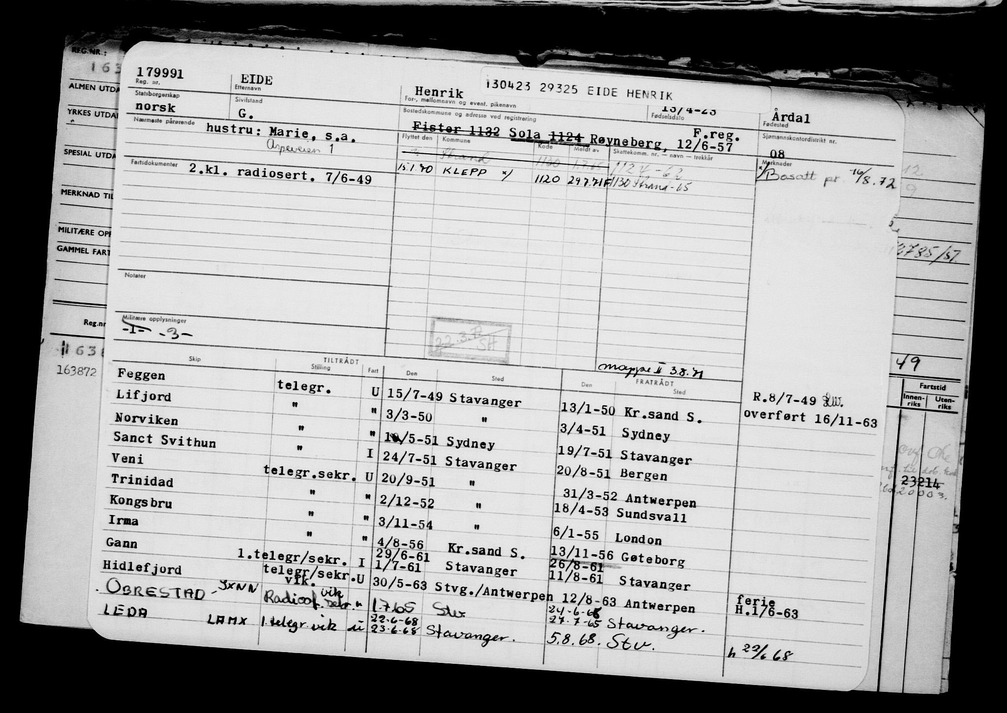 Direktoratet for sjømenn, AV/RA-S-3545/G/Gb/L0217: Hovedkort, 1923, s. 700