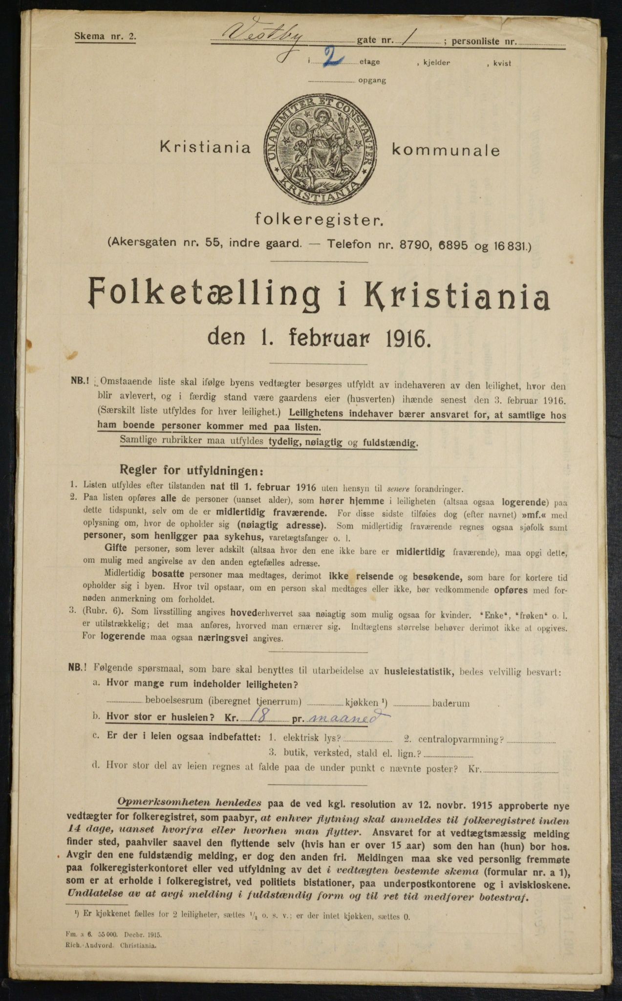 OBA, Kommunal folketelling 1.2.1916 for Kristiania, 1916, s. 126036