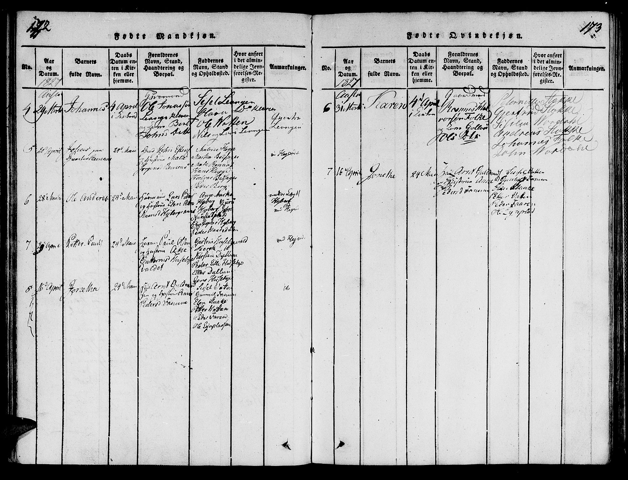 Ministerialprotokoller, klokkerbøker og fødselsregistre - Nord-Trøndelag, SAT/A-1458/713/L0112: Ministerialbok nr. 713A04 /2, 1817-1827, s. 172-173