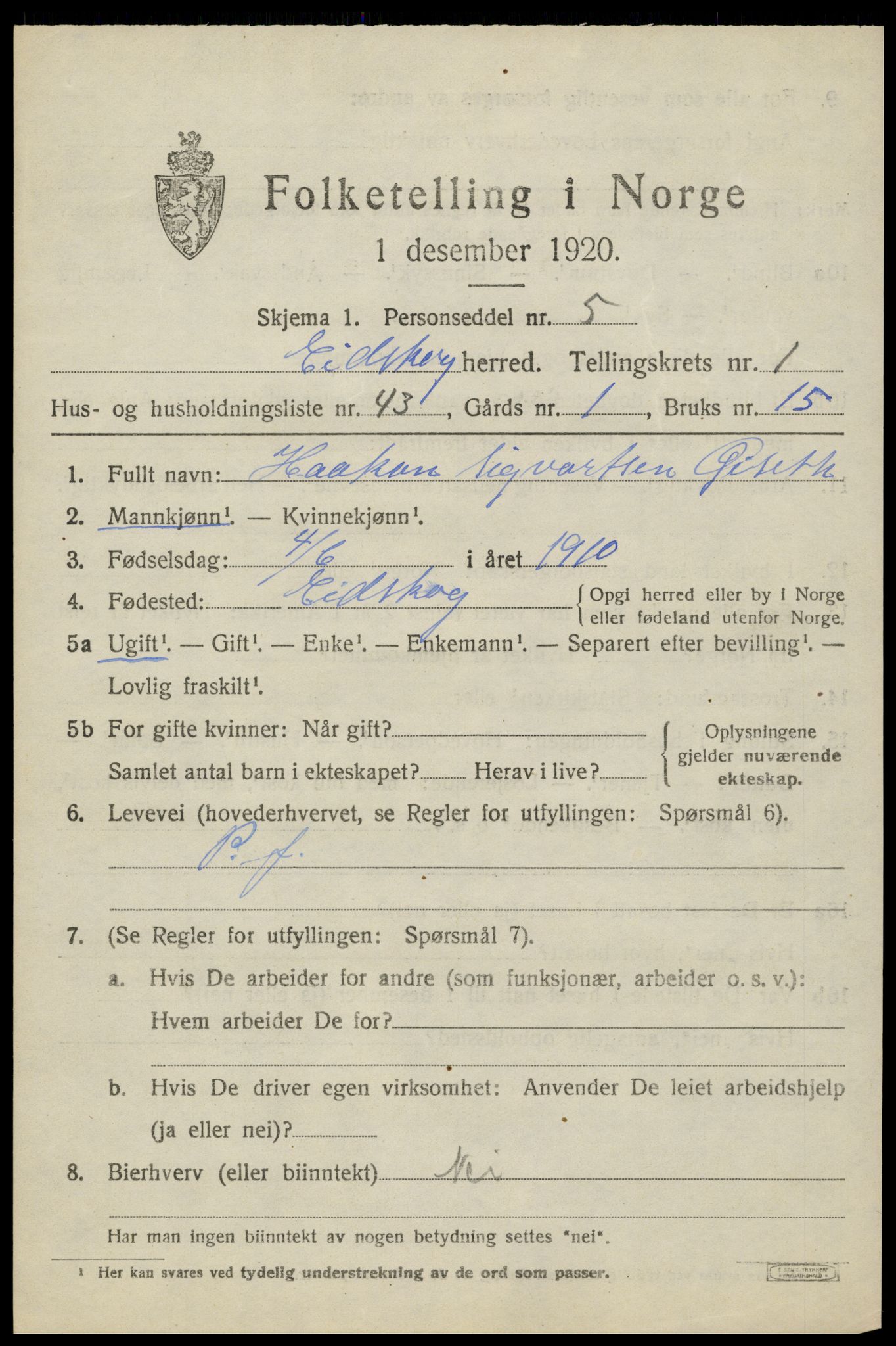 SAH, Folketelling 1920 for 0420 Eidskog herred, 1920, s. 2923