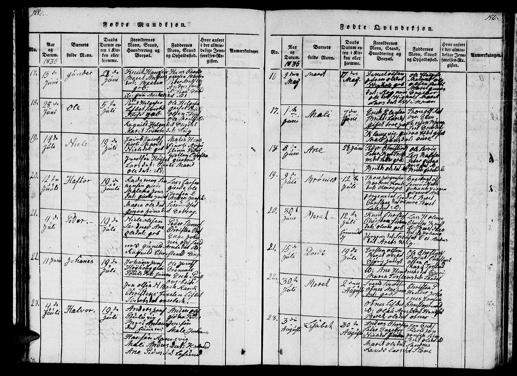 Ministerialprotokoller, klokkerbøker og fødselsregistre - Møre og Romsdal, AV/SAT-A-1454/578/L0908: Klokkerbok nr. 578C01, 1819-1837, s. 155-156