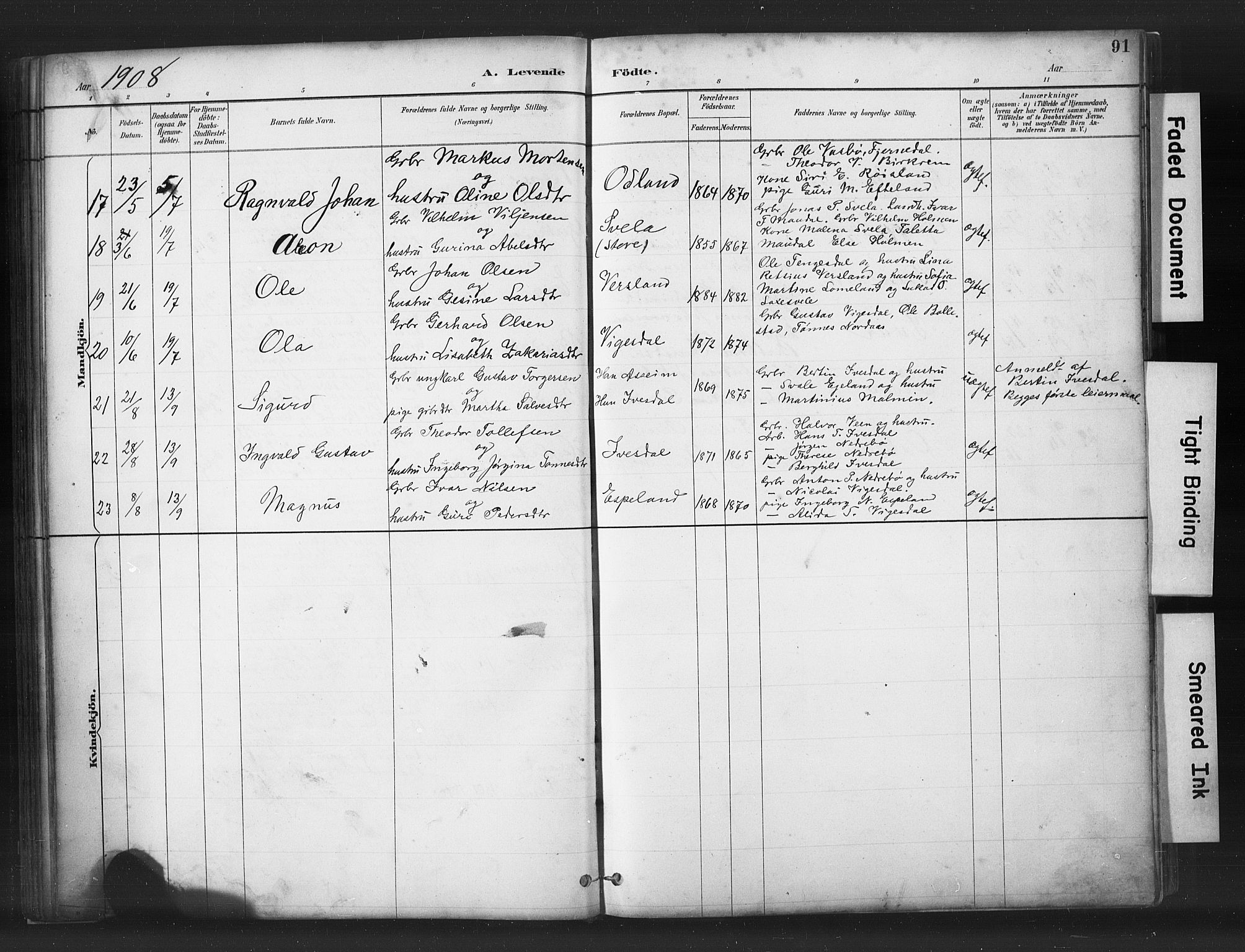 Helleland sokneprestkontor, AV/SAST-A-101810: Klokkerbok nr. B 5, 1887-1908, s. 91