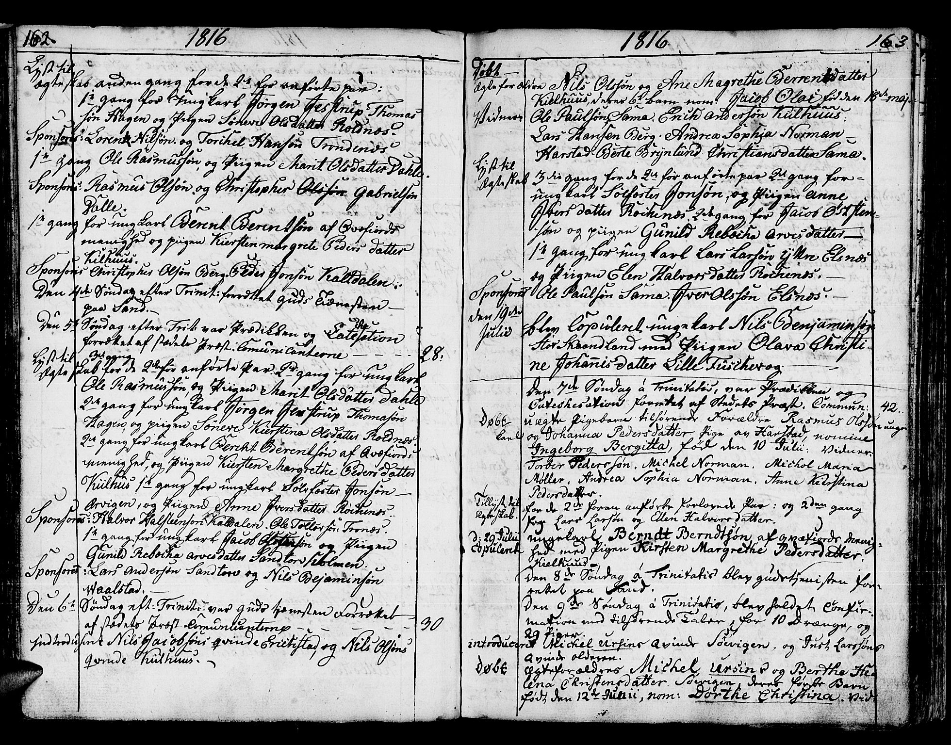 Trondenes sokneprestkontor, AV/SATØ-S-1319/H/Ha/L0005kirke: Ministerialbok nr. 5, 1804-1820, s. 162-163