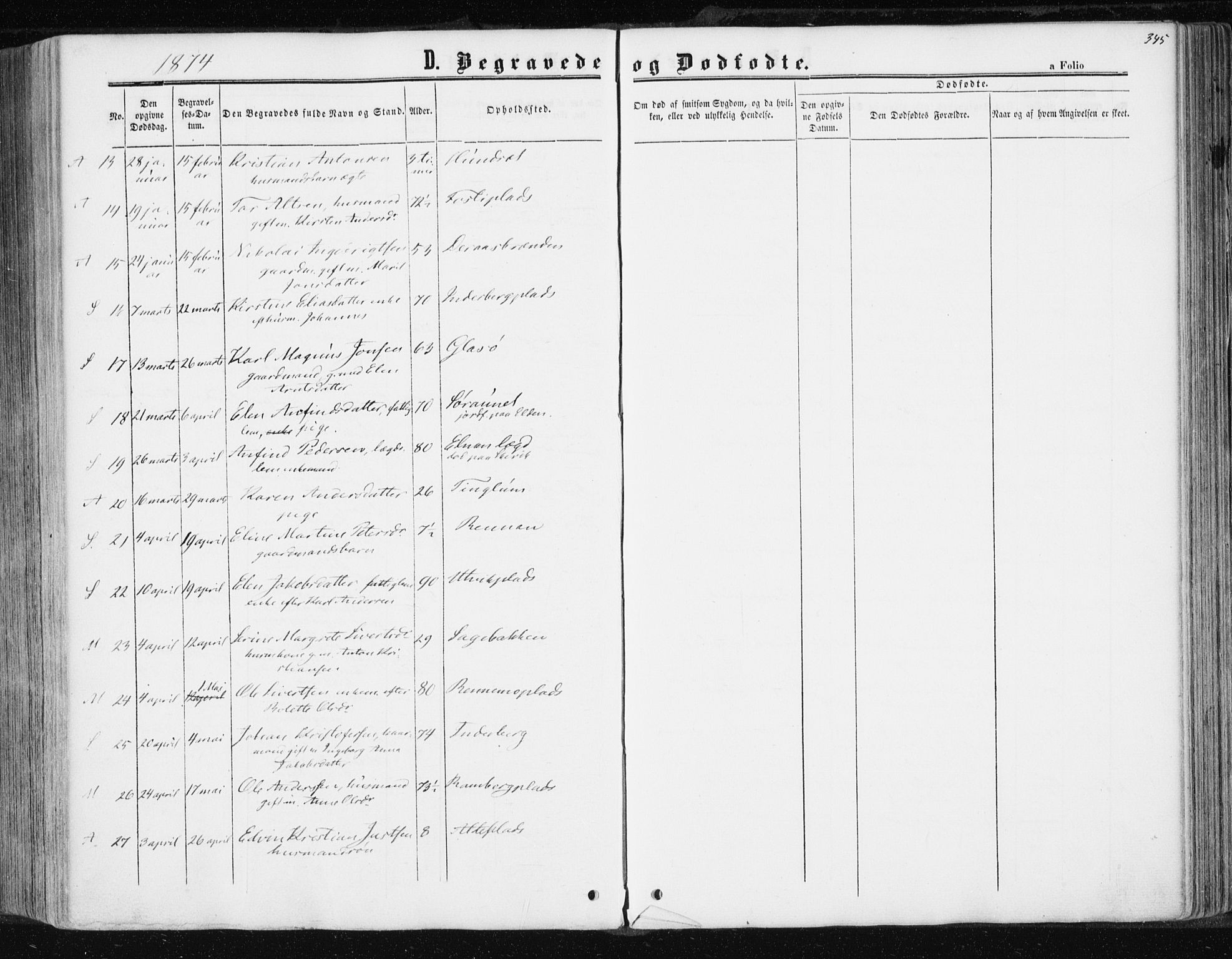 Ministerialprotokoller, klokkerbøker og fødselsregistre - Nord-Trøndelag, AV/SAT-A-1458/741/L0394: Ministerialbok nr. 741A08, 1864-1877, s. 345