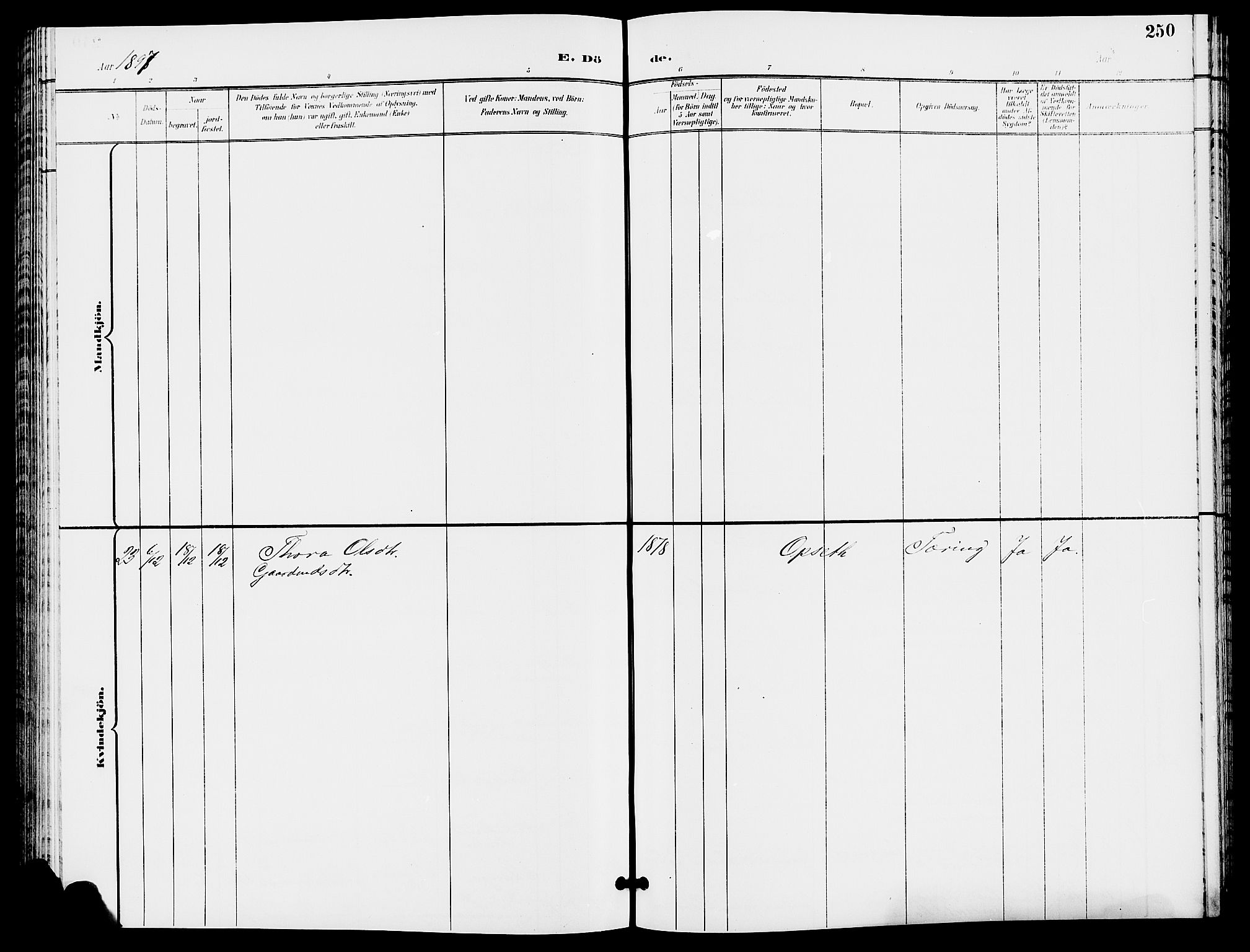 Trysil prestekontor, AV/SAH-PREST-046/H/Ha/Hab/L0006: Klokkerbok nr. 6, 1896-1912, s. 250