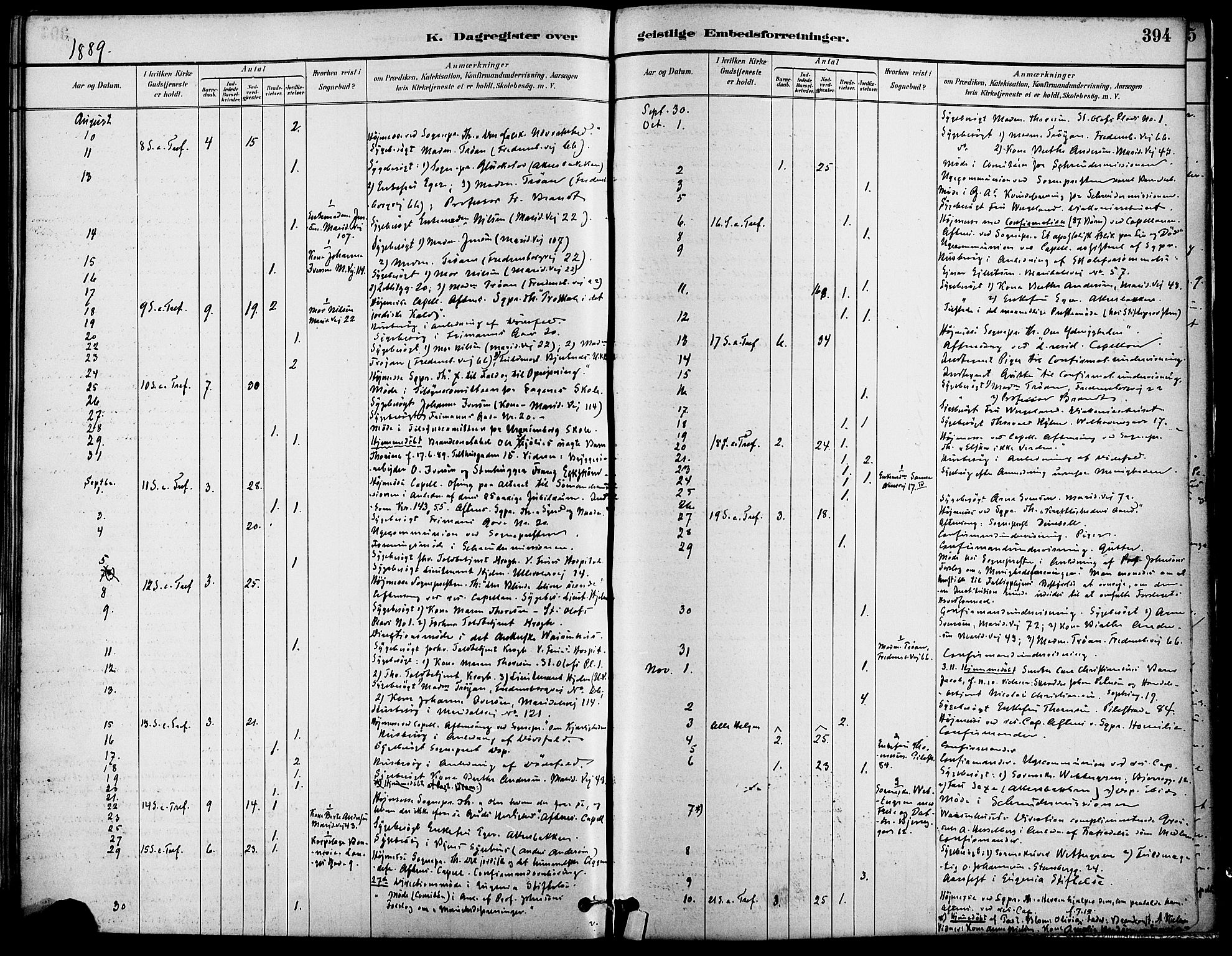 Gamle Aker prestekontor Kirkebøker, AV/SAO-A-10617a/F/L0007: Ministerialbok nr. 7, 1882-1890, s. 394