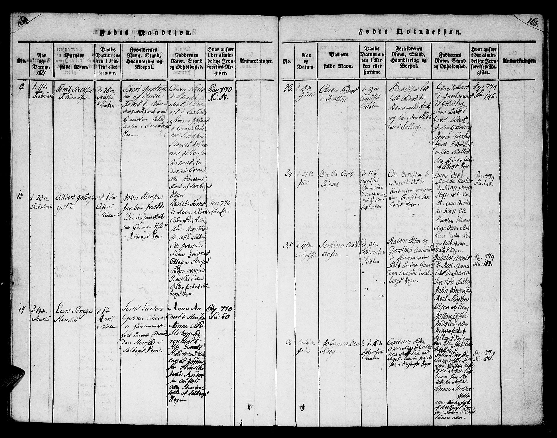 Ministerialprotokoller, klokkerbøker og fødselsregistre - Nord-Trøndelag, SAT/A-1458/730/L0275: Ministerialbok nr. 730A04, 1816-1822, s. 164-165