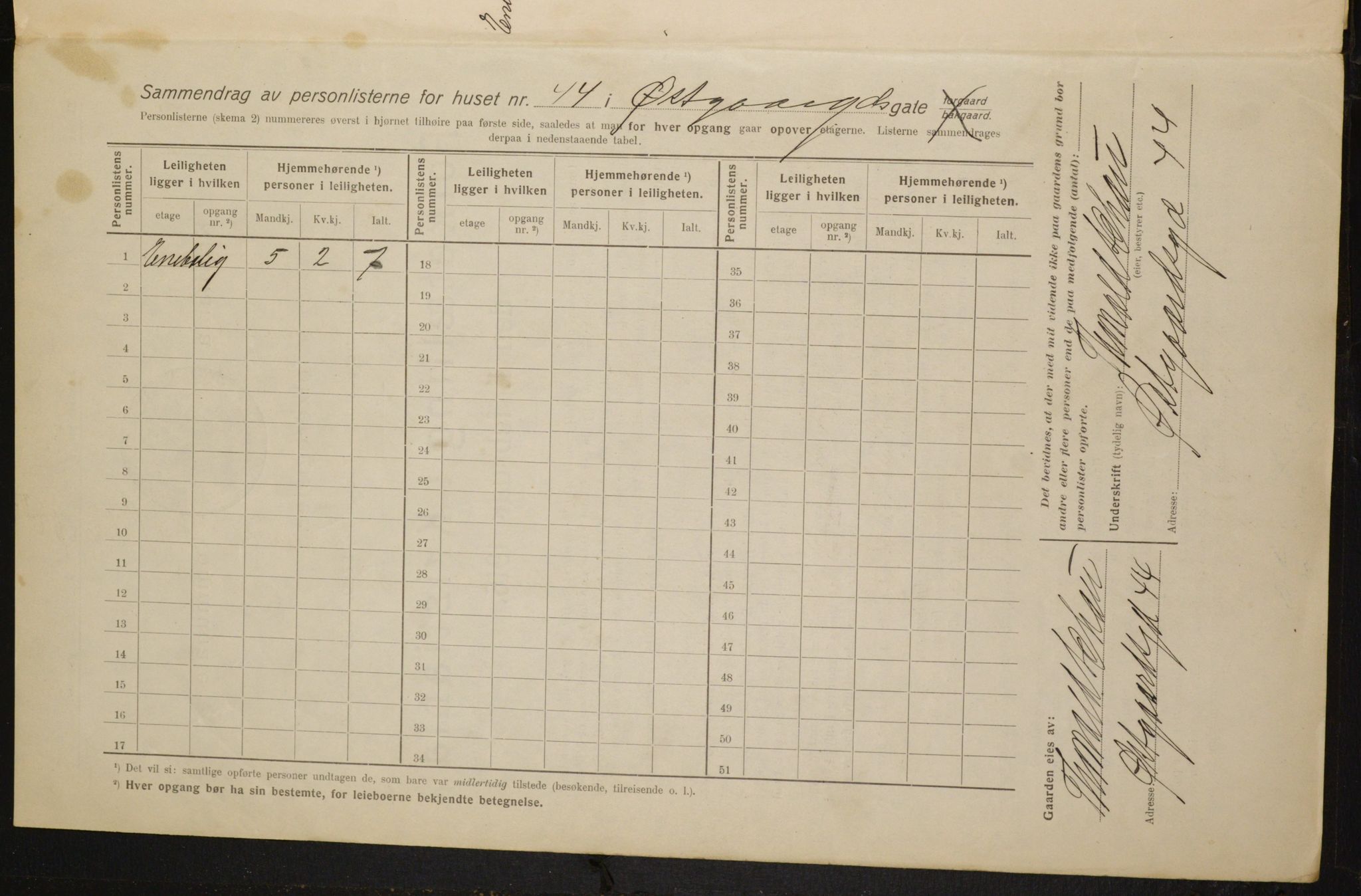 OBA, Kommunal folketelling 1.2.1916 for Kristiania, 1916, s. 133082