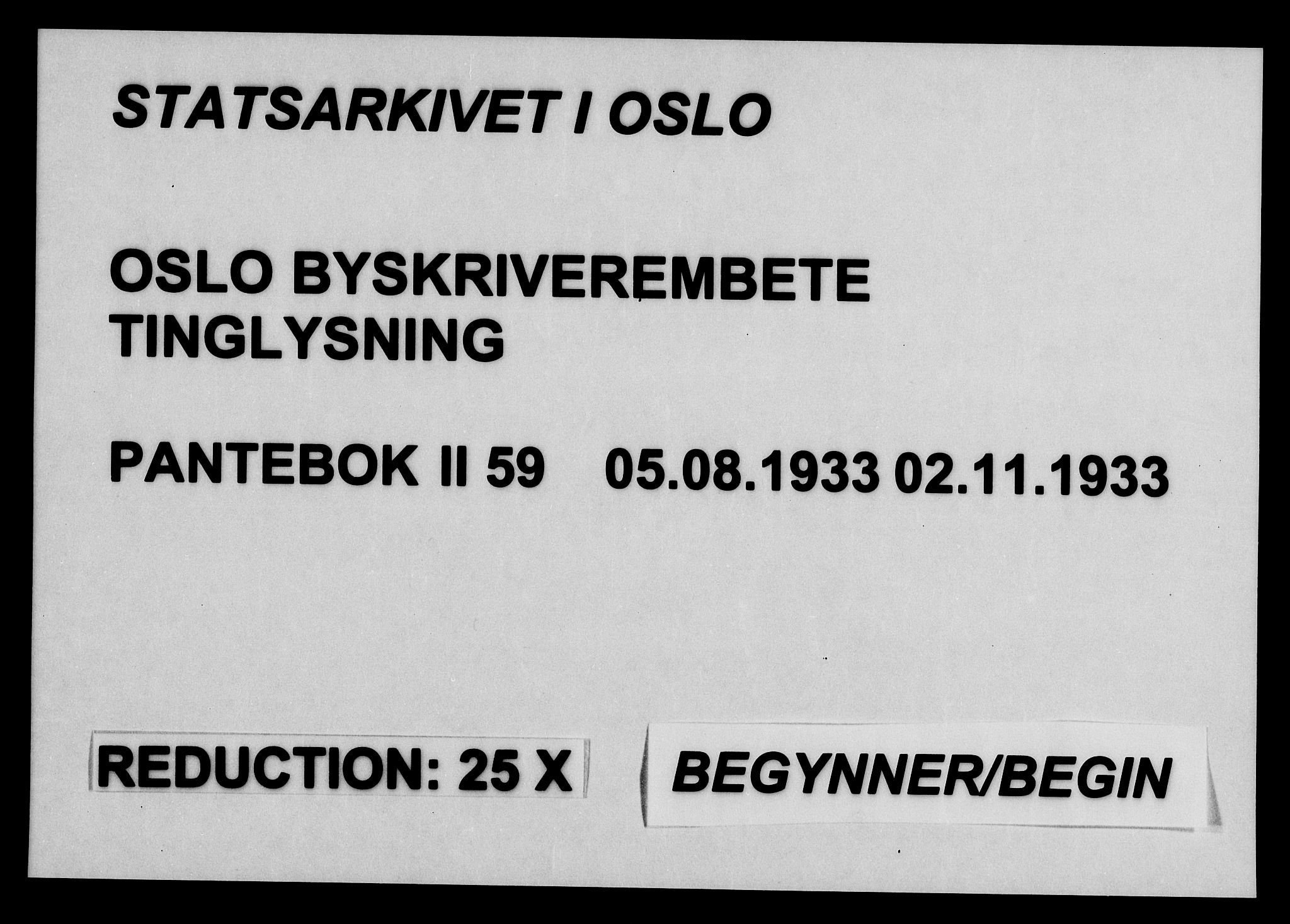 Oslo byskriverembete, SAO/A-10227/G/Gb/Gbc/Gbca/L0059: Pantebok nr. II 59, 1933-1933