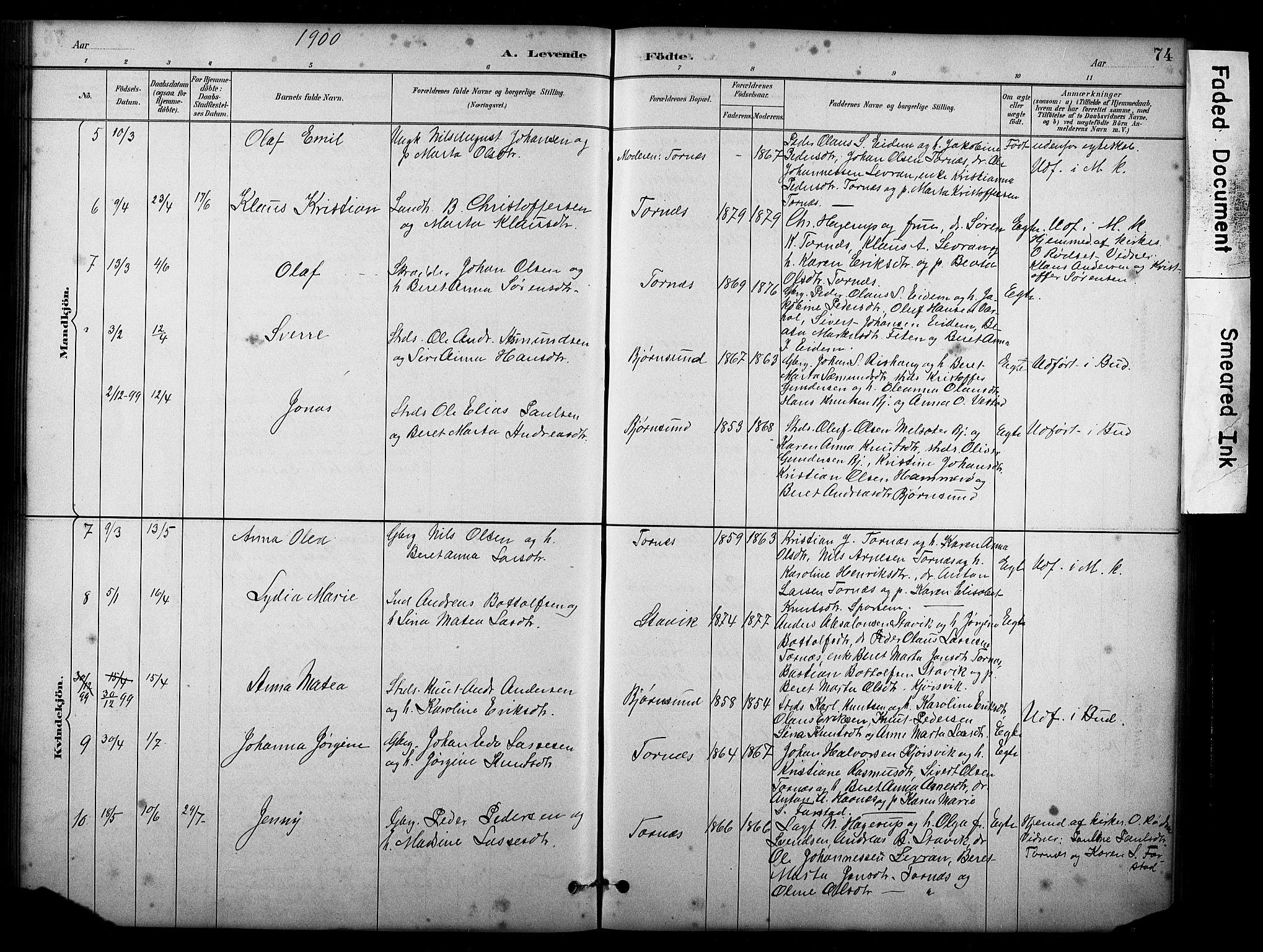 Ministerialprotokoller, klokkerbøker og fødselsregistre - Møre og Romsdal, AV/SAT-A-1454/565/L0755: Klokkerbok nr. 565C04, 1883-1903, s. 74