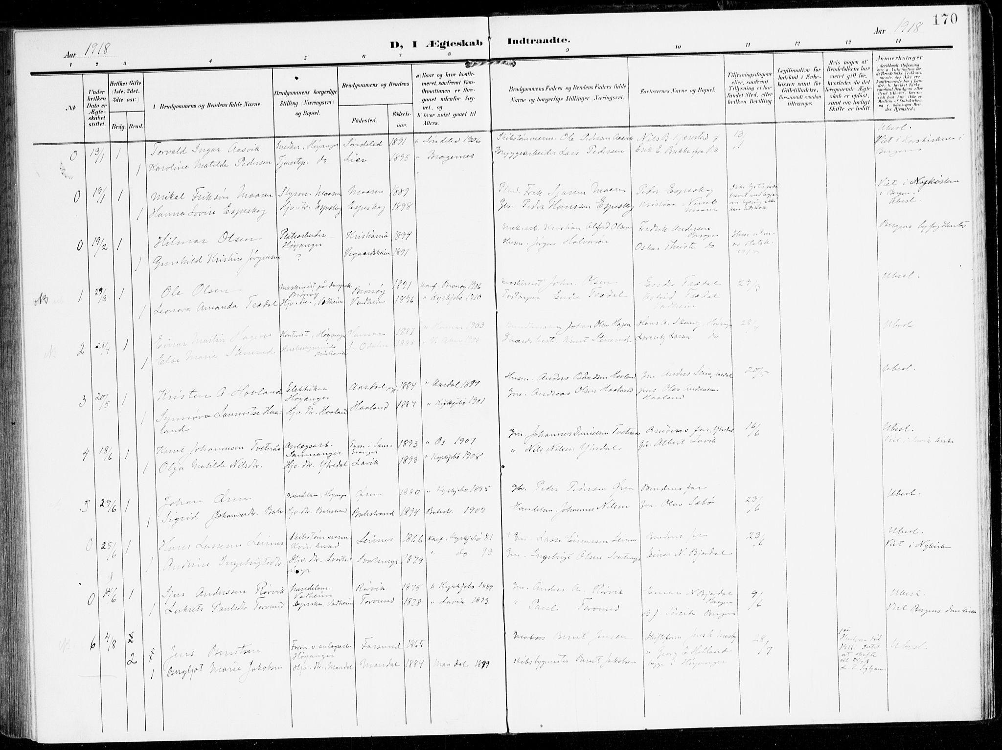 Lavik sokneprestembete, SAB/A-80901: Ministerialbok nr. C 2, 1904-1921, s. 170