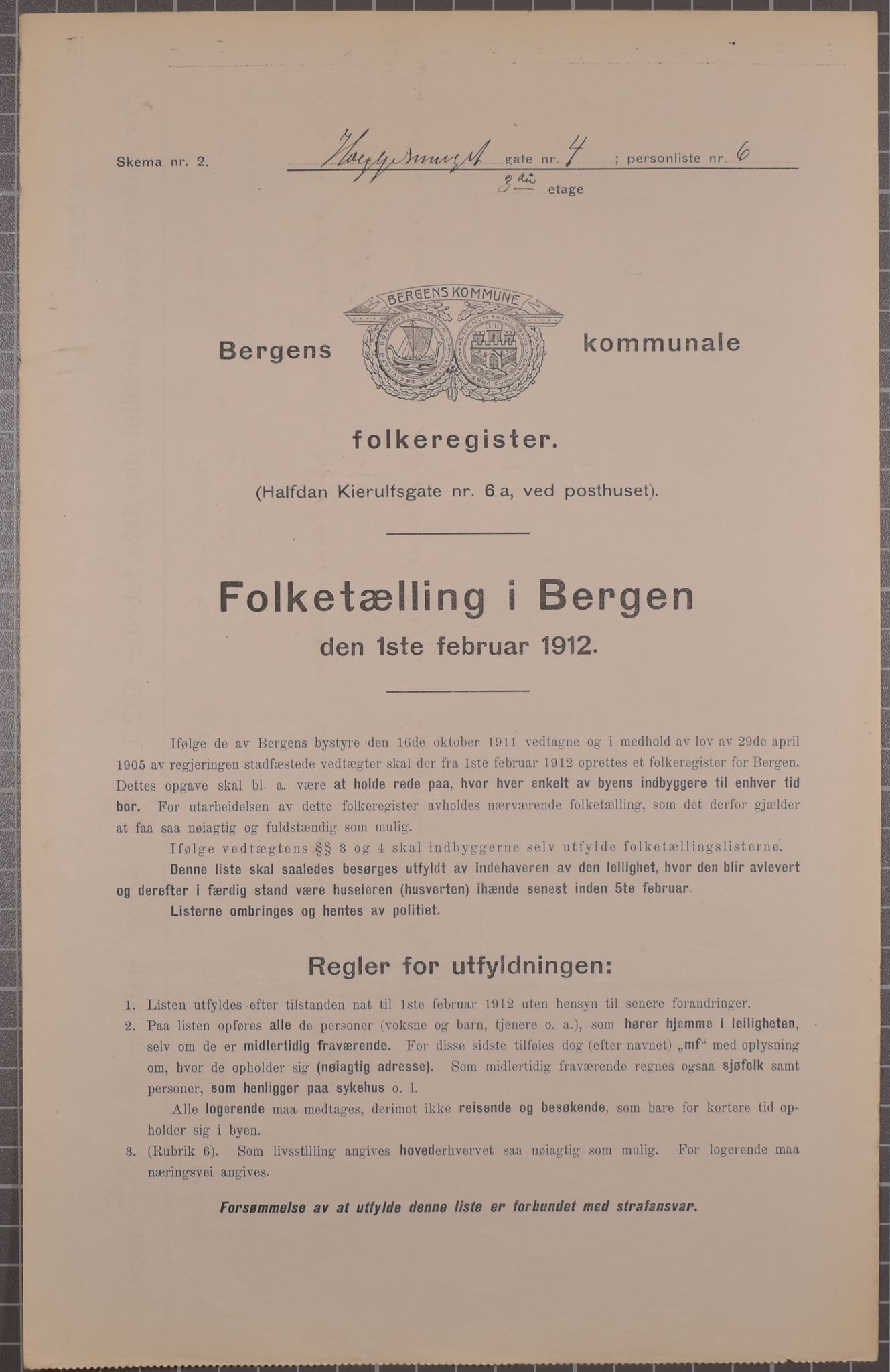 SAB, Kommunal folketelling 1912 for Bergen kjøpstad, 1912, s. 1952