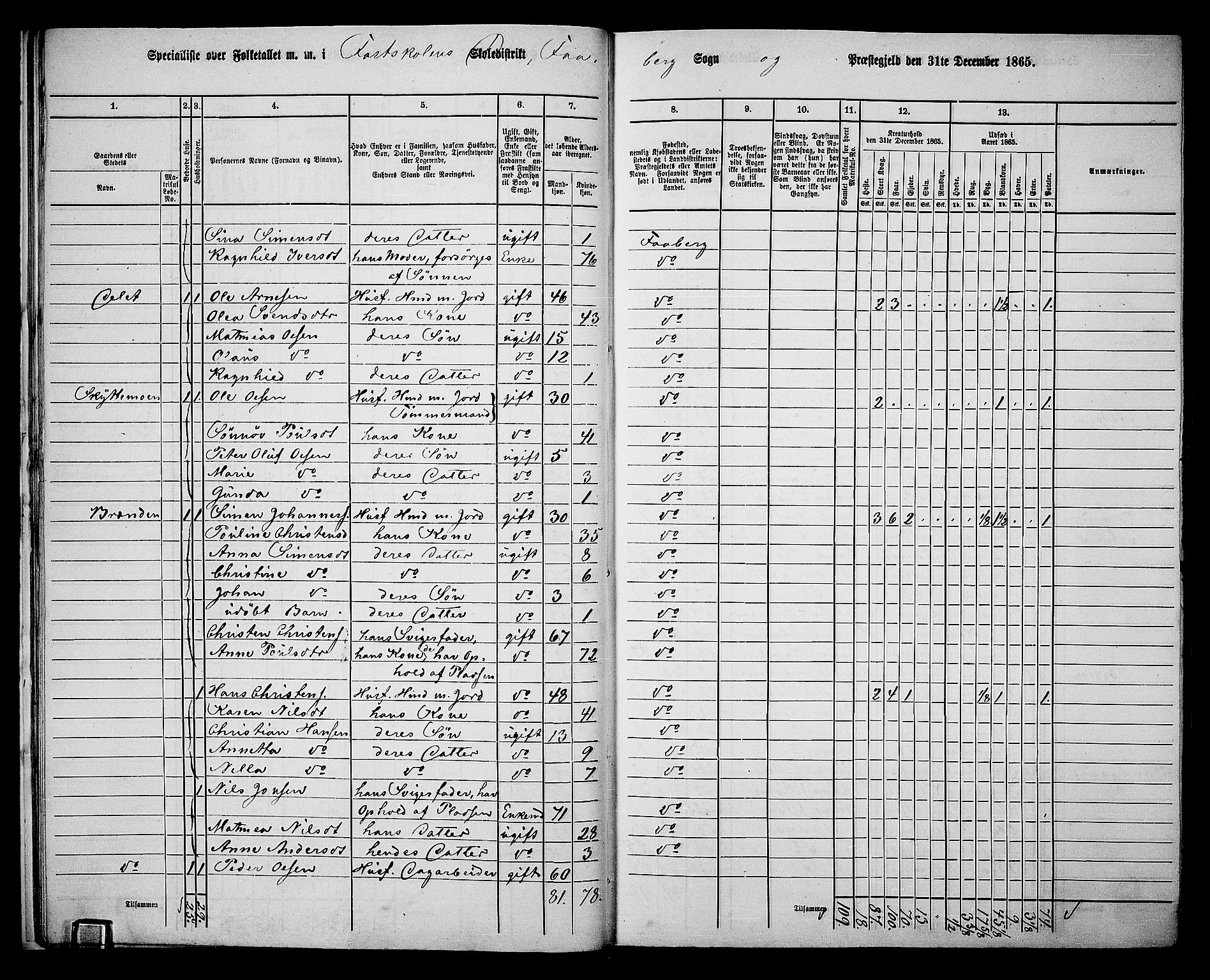 RA, Folketelling 1865 for 0524L Fåberg prestegjeld, Fåberg sokn og Lillehammer landsokn, 1865, s. 18