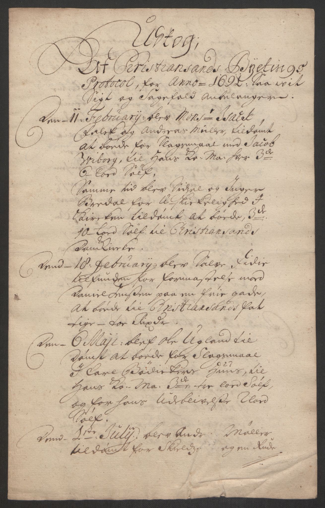 Rentekammeret inntil 1814, Reviderte regnskaper, Byregnskaper, AV/RA-EA-4066/R/Rm/L0285: [M18] Sikt og sakefall, 1681-1718, s. 156