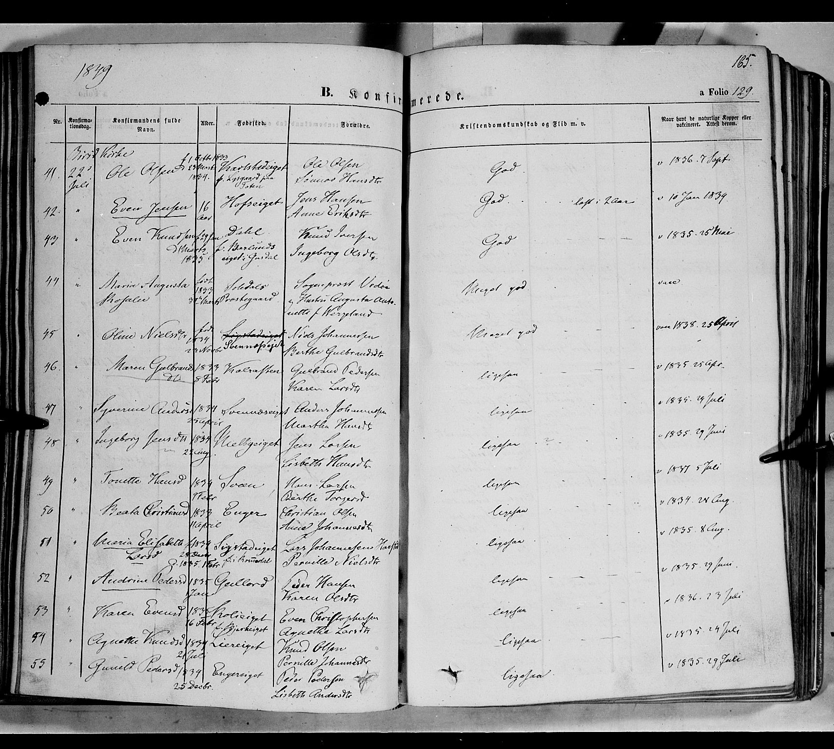 Biri prestekontor, AV/SAH-PREST-096/H/Ha/Haa/L0005: Ministerialbok nr. 5, 1843-1854, s. 165