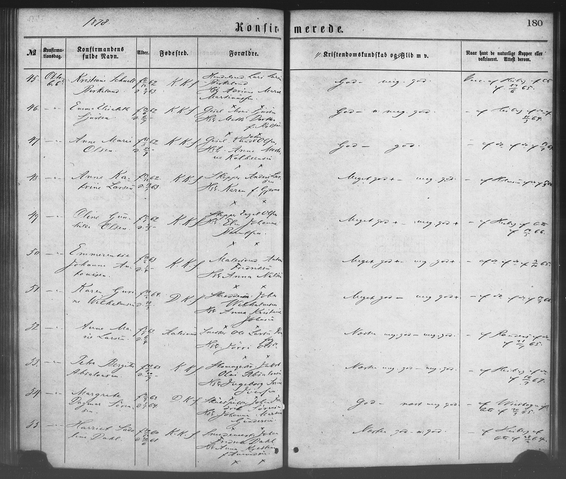 Korskirken sokneprestembete, AV/SAB-A-76101/H/Haa/L0028: Ministerialbok nr. C 4, 1868-1879, s. 180