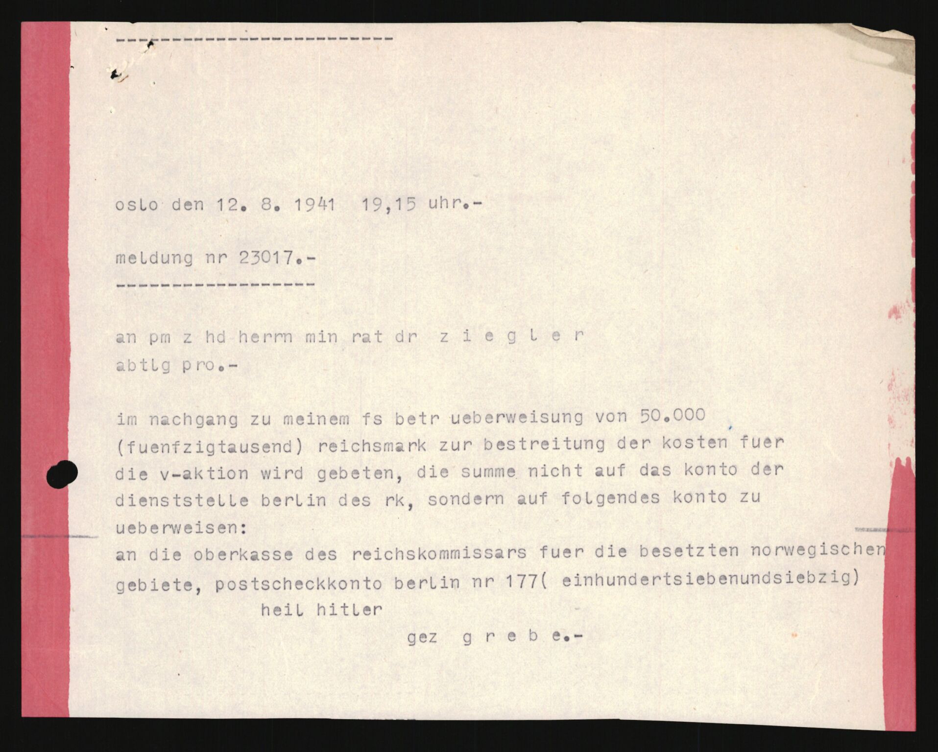 Forsvarets Overkommando. 2 kontor. Arkiv 11.4. Spredte tyske arkivsaker, AV/RA-RAFA-7031/D/Dar/Darb/L0008: Reichskommissariat - Hauptabteilung Volksaufklärung und Propaganda, 1940-1943, s. 485