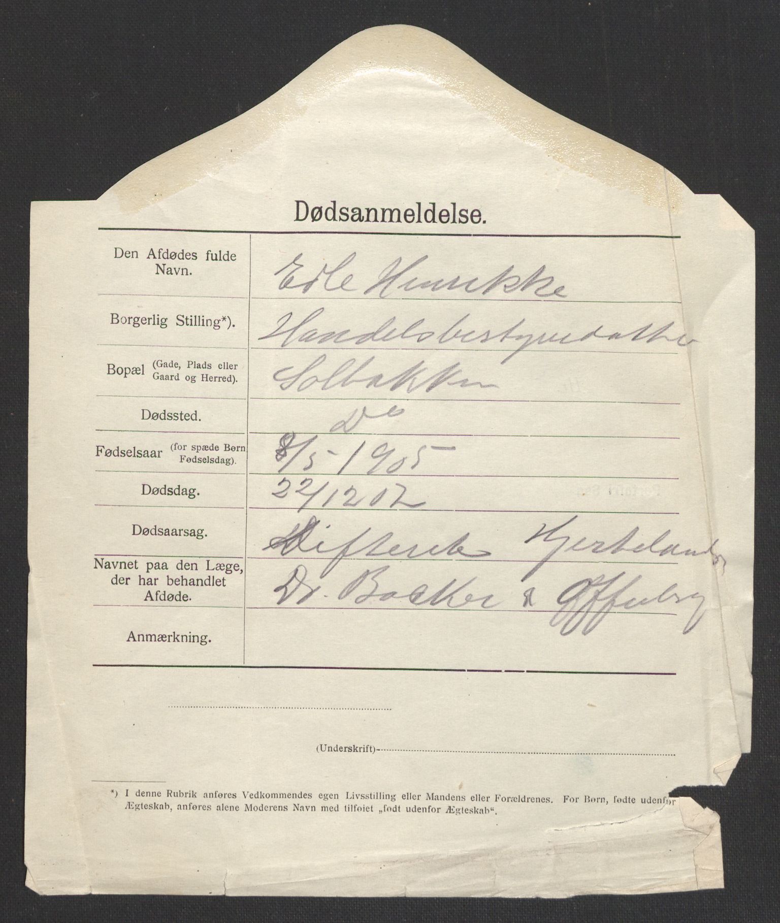 Solum lensmannskontor, AV/SAKO-A-575/H/Ha/L0002: Dødsanmeldelsesprotokoll, 1909-1916