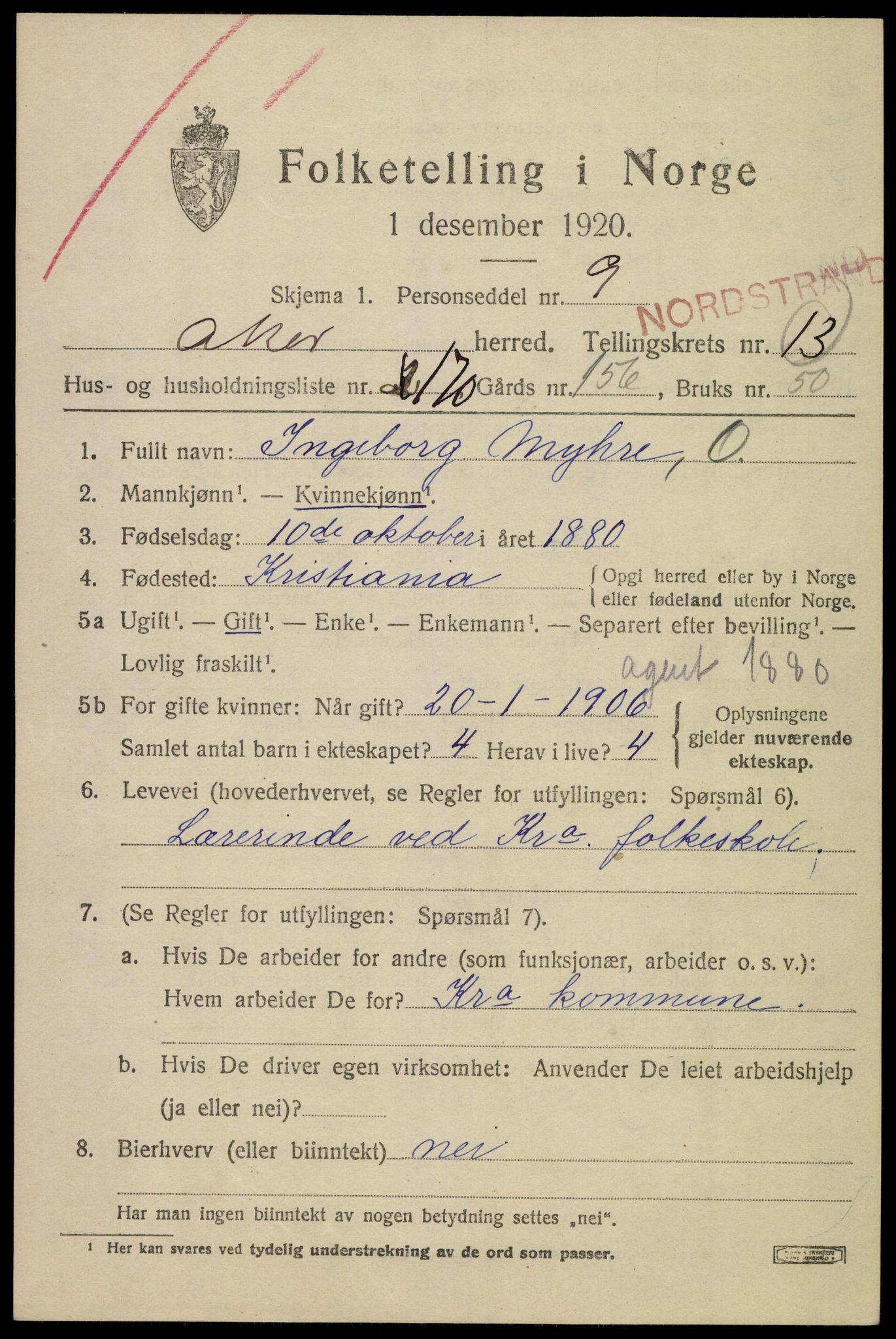 SAO, Folketelling 1920 for 0218 Aker herred, 1920, s. 81644