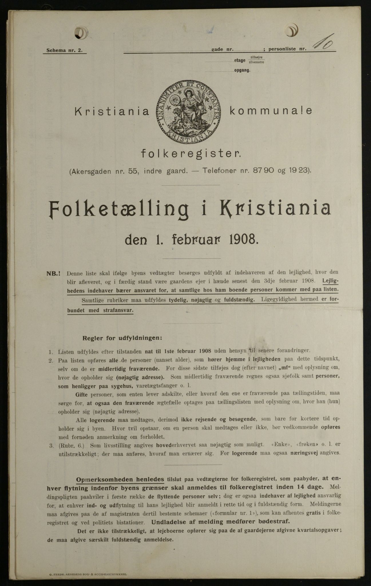 OBA, Kommunal folketelling 1.2.1908 for Kristiania kjøpstad, 1908, s. 64032