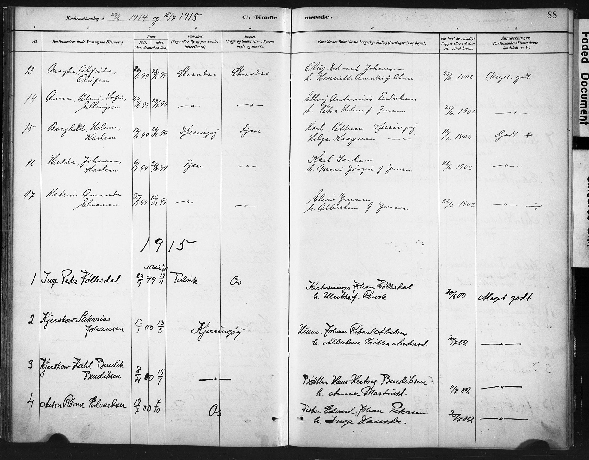 Ministerialprotokoller, klokkerbøker og fødselsregistre - Nordland, AV/SAT-A-1459/803/L0071: Ministerialbok nr. 803A01, 1881-1897, s. 88