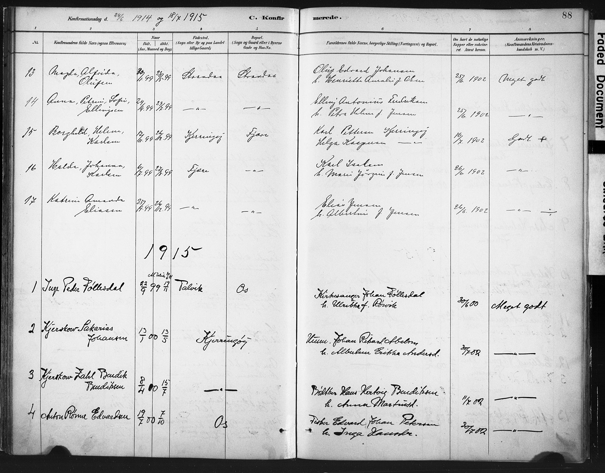 Ministerialprotokoller, klokkerbøker og fødselsregistre - Nordland, SAT/A-1459/803/L0071: Ministerialbok nr. 803A01, 1881-1897, s. 88