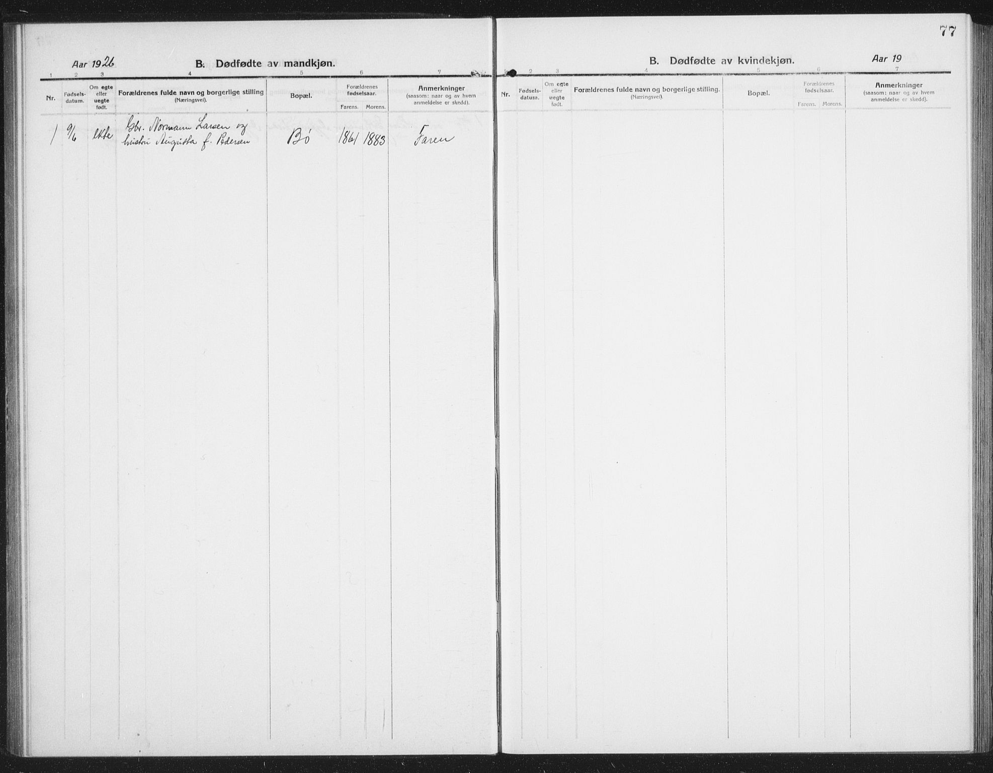 Ministerialprotokoller, klokkerbøker og fødselsregistre - Nordland, SAT/A-1459/855/L0817: Klokkerbok nr. 855C06, 1917-1934, s. 77