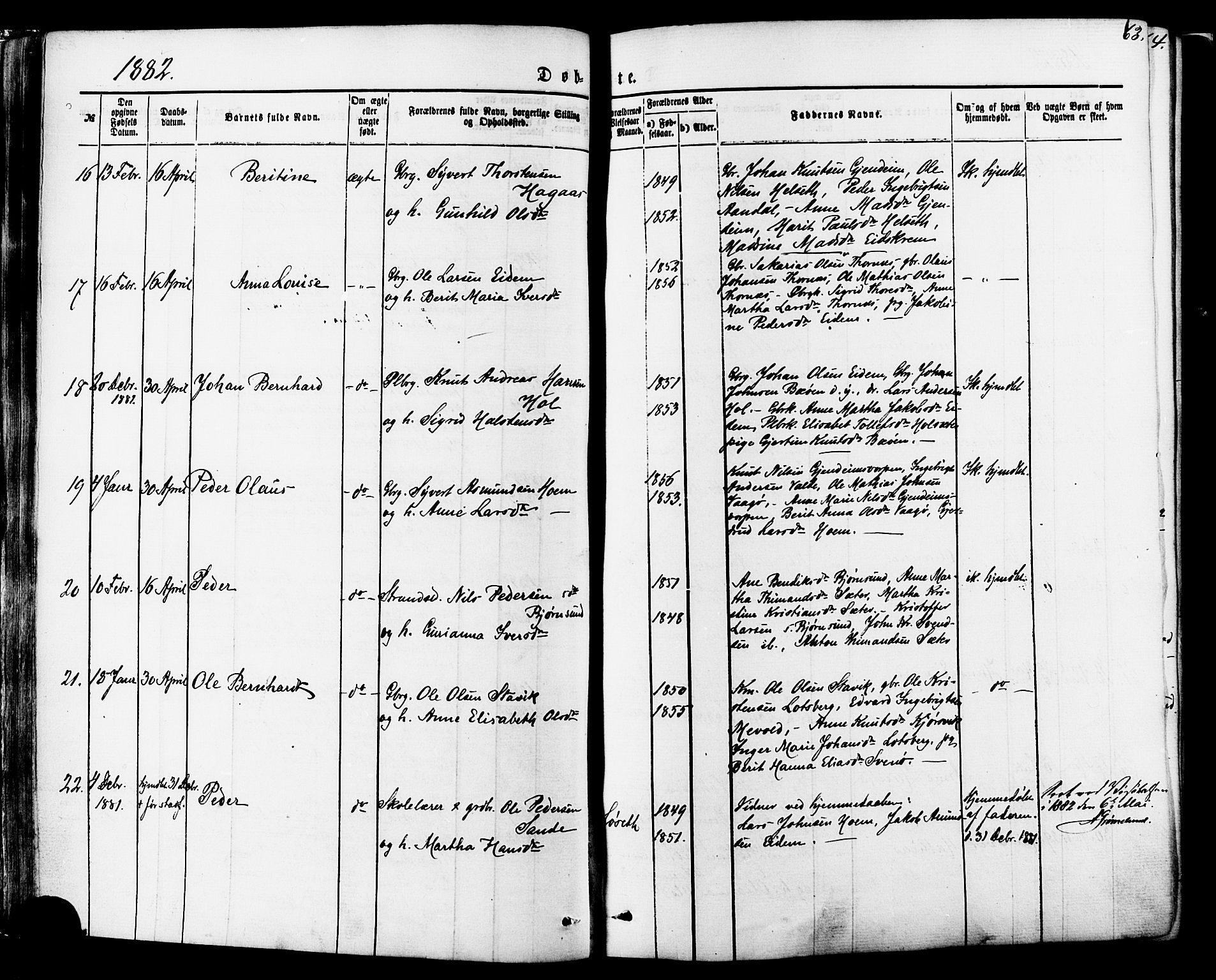 Ministerialprotokoller, klokkerbøker og fødselsregistre - Møre og Romsdal, SAT/A-1454/565/L0749: Ministerialbok nr. 565A03, 1871-1886, s. 63