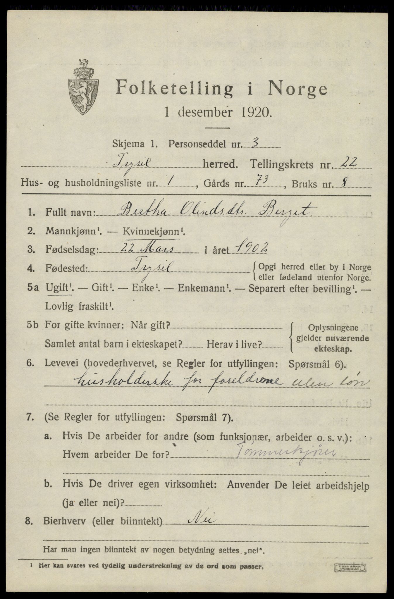 SAH, Folketelling 1920 for 0428 Trysil herred, 1920, s. 14567