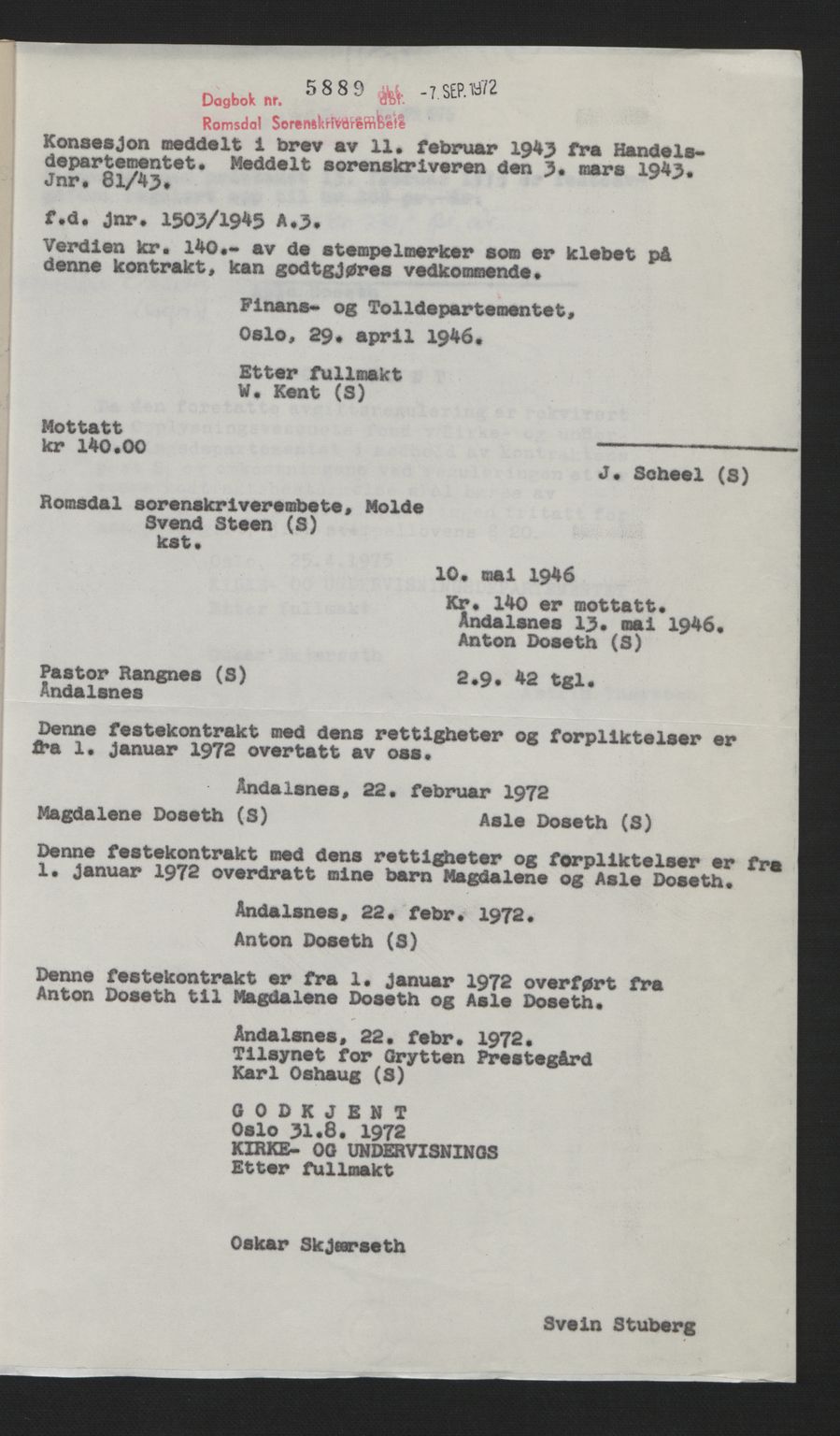 Romsdal sorenskriveri, SAT/A-4149/1/2/2C: Pantebok nr. A12, 1942-1942, Dagboknr: 5889/1972