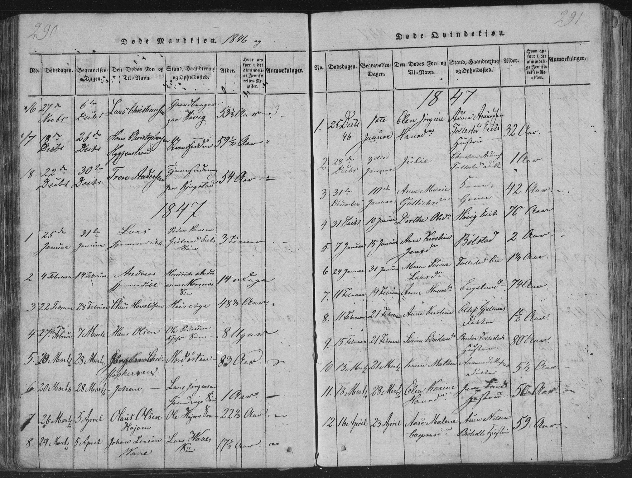 Røyken kirkebøker, SAKO/A-241/G/Ga/L0003: Klokkerbok nr. 3, 1814-1856, s. 290-291