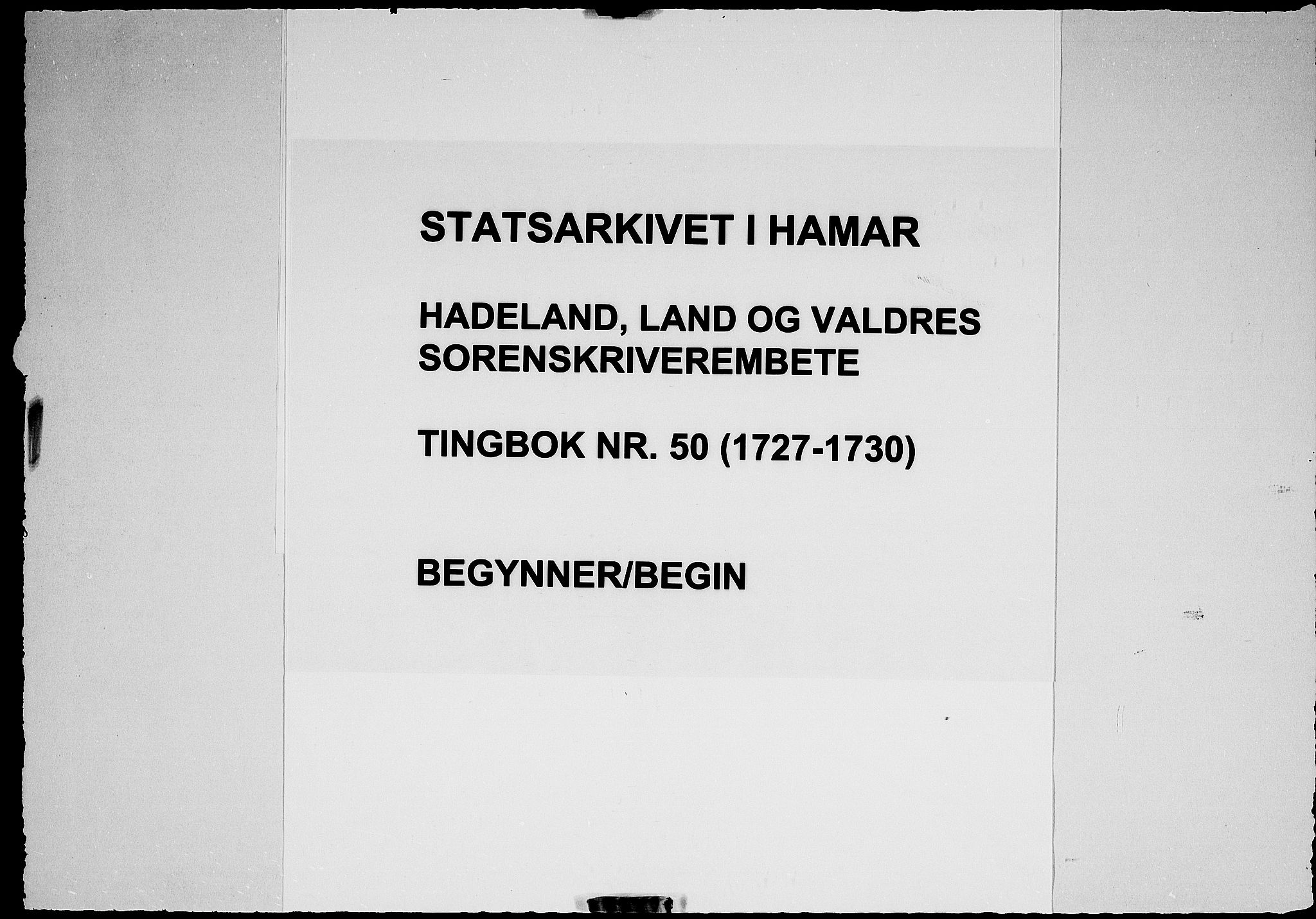 Hadeland, Land og Valdres sorenskriveri, AV/SAH-TING-028/G/Gb/L0050: Tingbok, 1727-1730