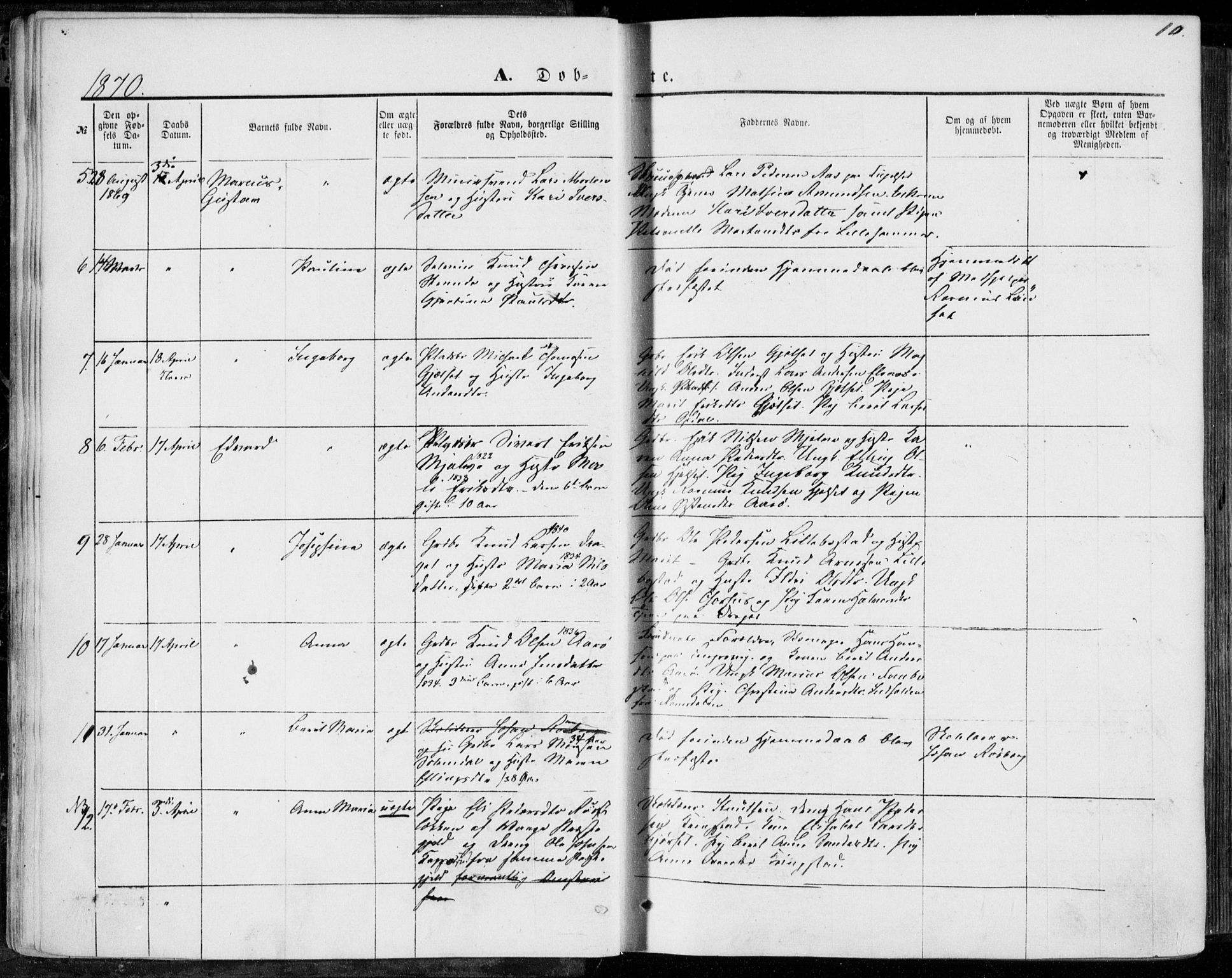 Ministerialprotokoller, klokkerbøker og fødselsregistre - Møre og Romsdal, SAT/A-1454/555/L0655: Ministerialbok nr. 555A05, 1869-1886, s. 10