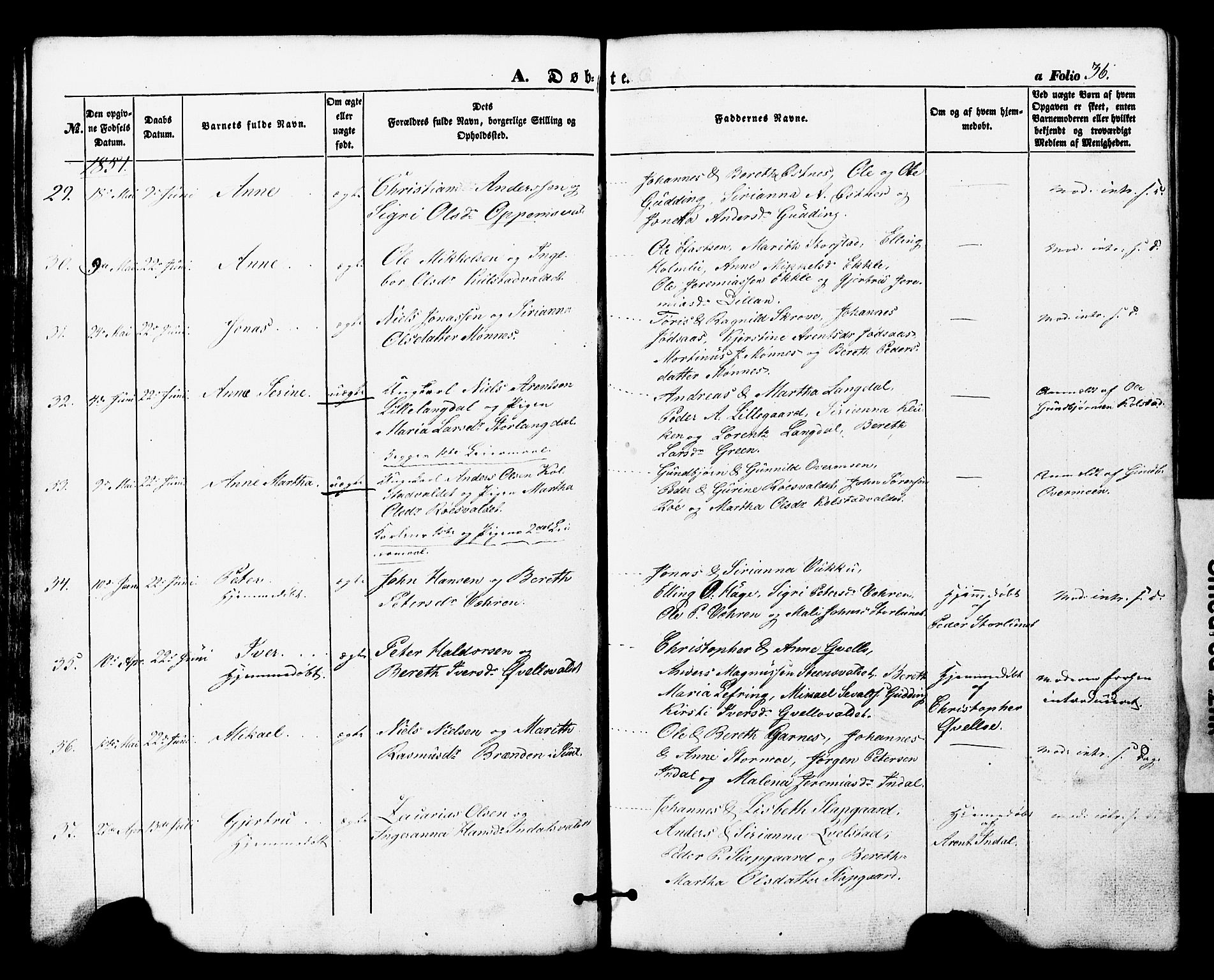 Ministerialprotokoller, klokkerbøker og fødselsregistre - Nord-Trøndelag, AV/SAT-A-1458/724/L0268: Klokkerbok nr. 724C04, 1846-1878, s. 36